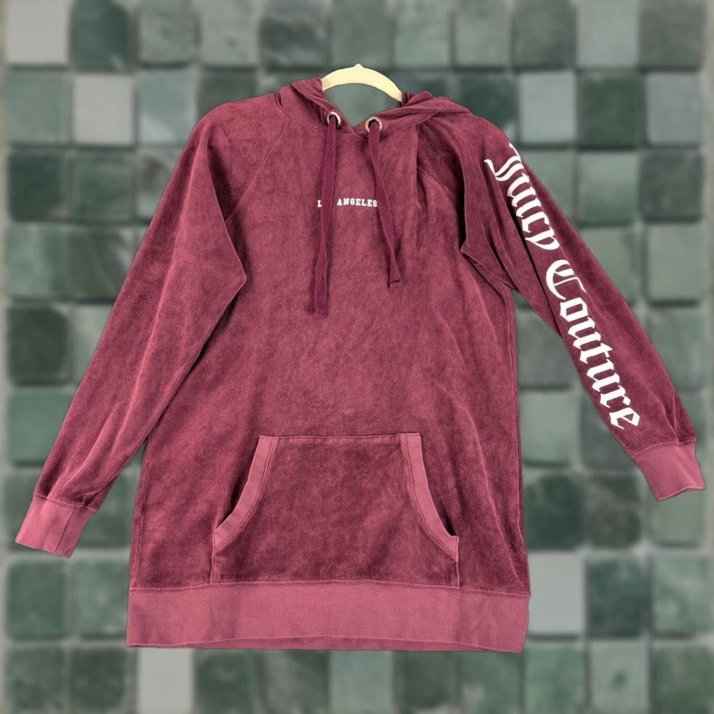 Juicy Couture Juicy Couture Pullover Sweater Women XS Velour Burgundy Long Sleeve Vintage 90s Classic Pockets Raglan Crew Neck Size XS / US 0-2 / IT 36-38 - 1 Thumbnail