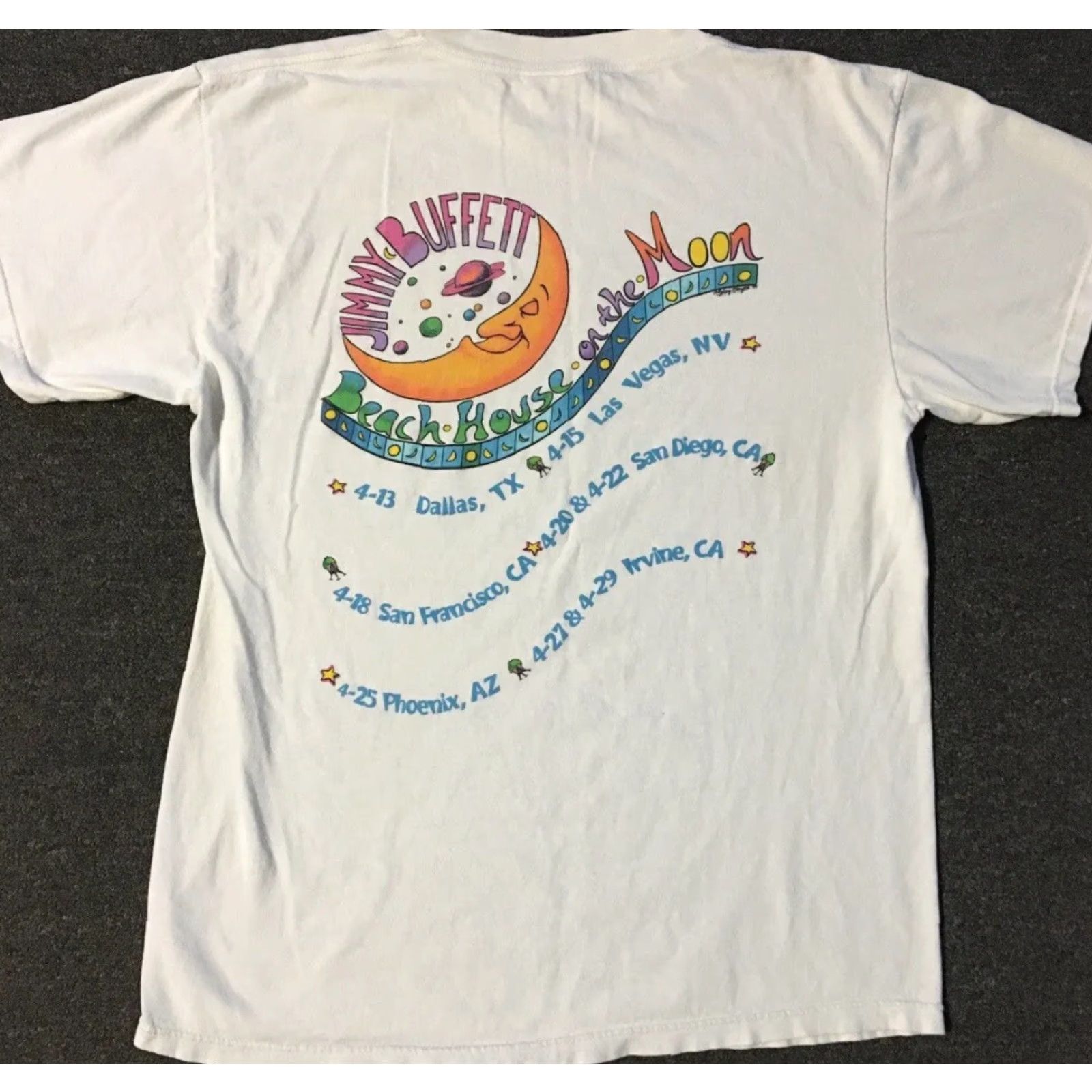 Vintage VINTAGE Jimmy Buffett Beach House On The Moon Faded Tour Shirt L Surf Rock Band Shirt Size US L / EU 52-54 / 3 - 2 Thumbnail