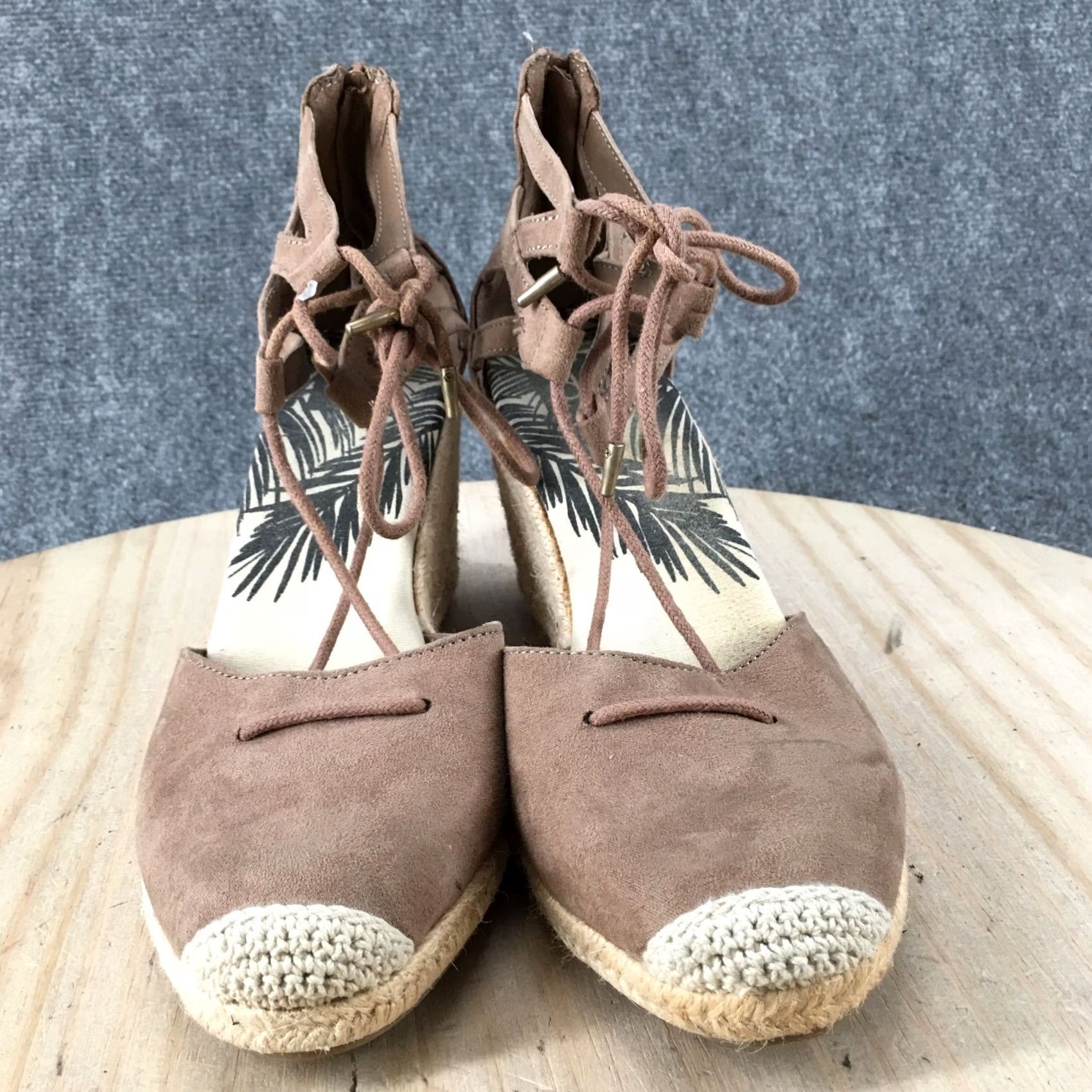 Dolce Vita DV Dolce Vita Sandals Womens 10 D Orsay Espadrille Beige Fabric Back Zip Lace Up Size US 10 / IT 40 - 6 Thumbnail