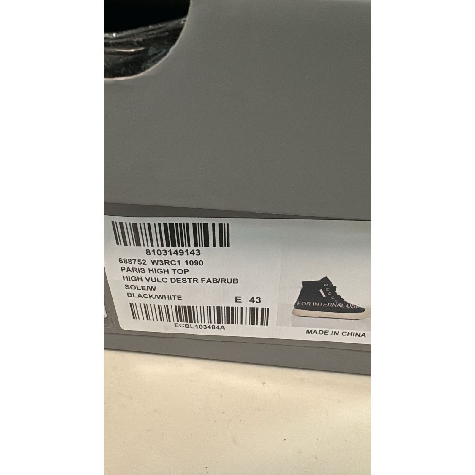 Balenciaga o1rshd1 Paris High-Top Sneakers in Black/White Size US 10 / EU 43 - 15 Thumbnail