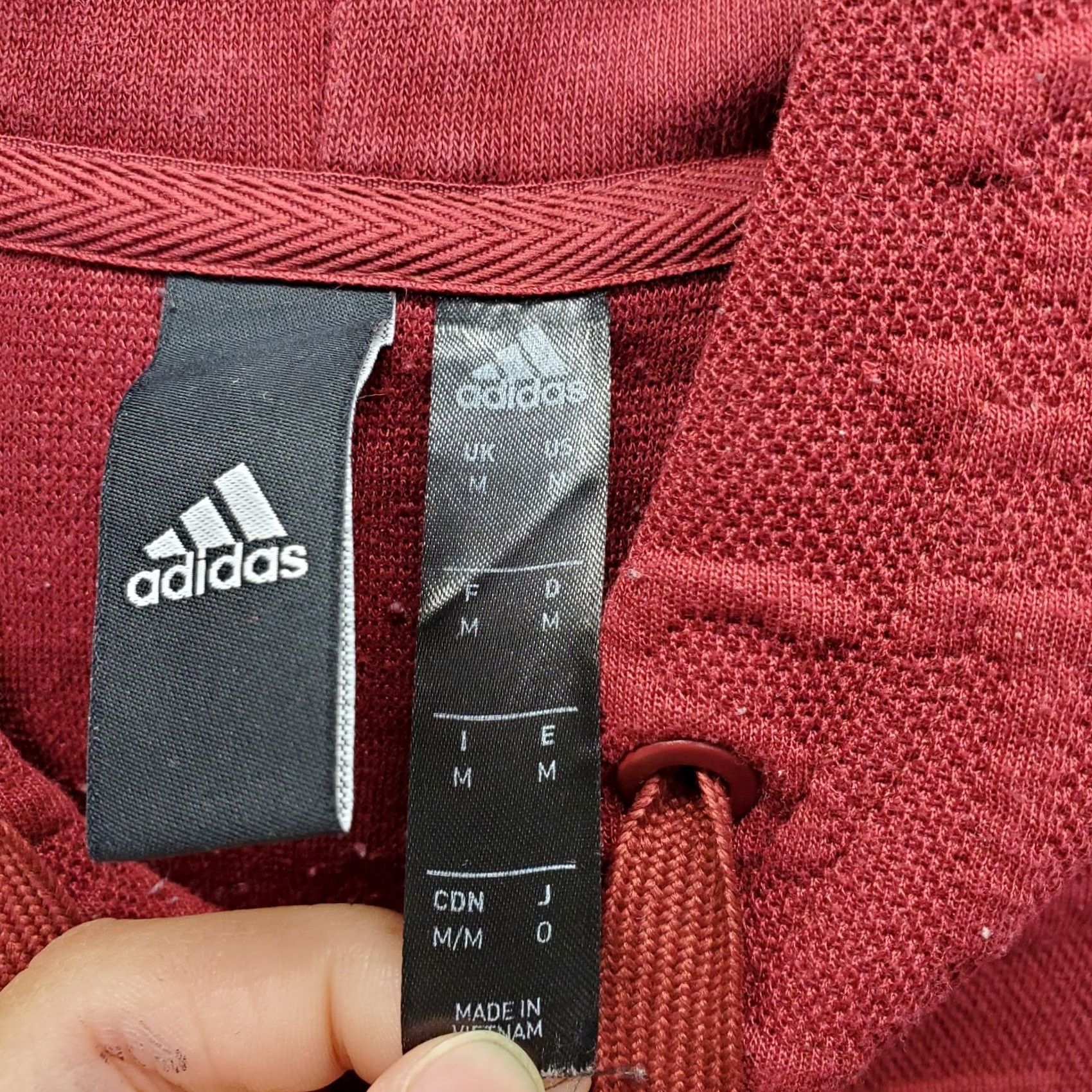 Adidas Adidas Hoodie Mens M Dark Red Embossed 3 Stripes Long Sleeve Pullover Shirt Womens? Size US M / EU 48-50 / 2 - 6 Thumbnail