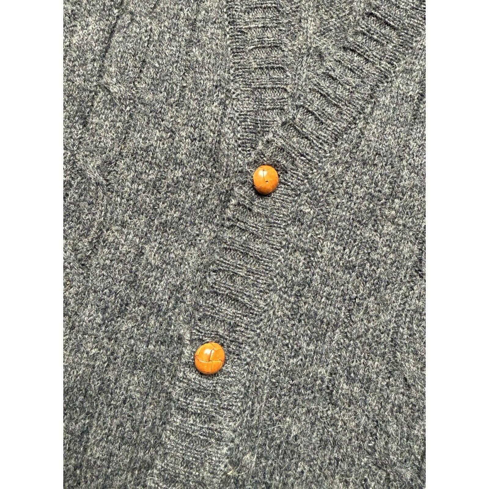 Gant VINTAGE Gant Sweater Vest Mens XL Gray Wool Cable-Knit Pockets Button Up Size US XL / EU 56 / 4 - 4 Thumbnail