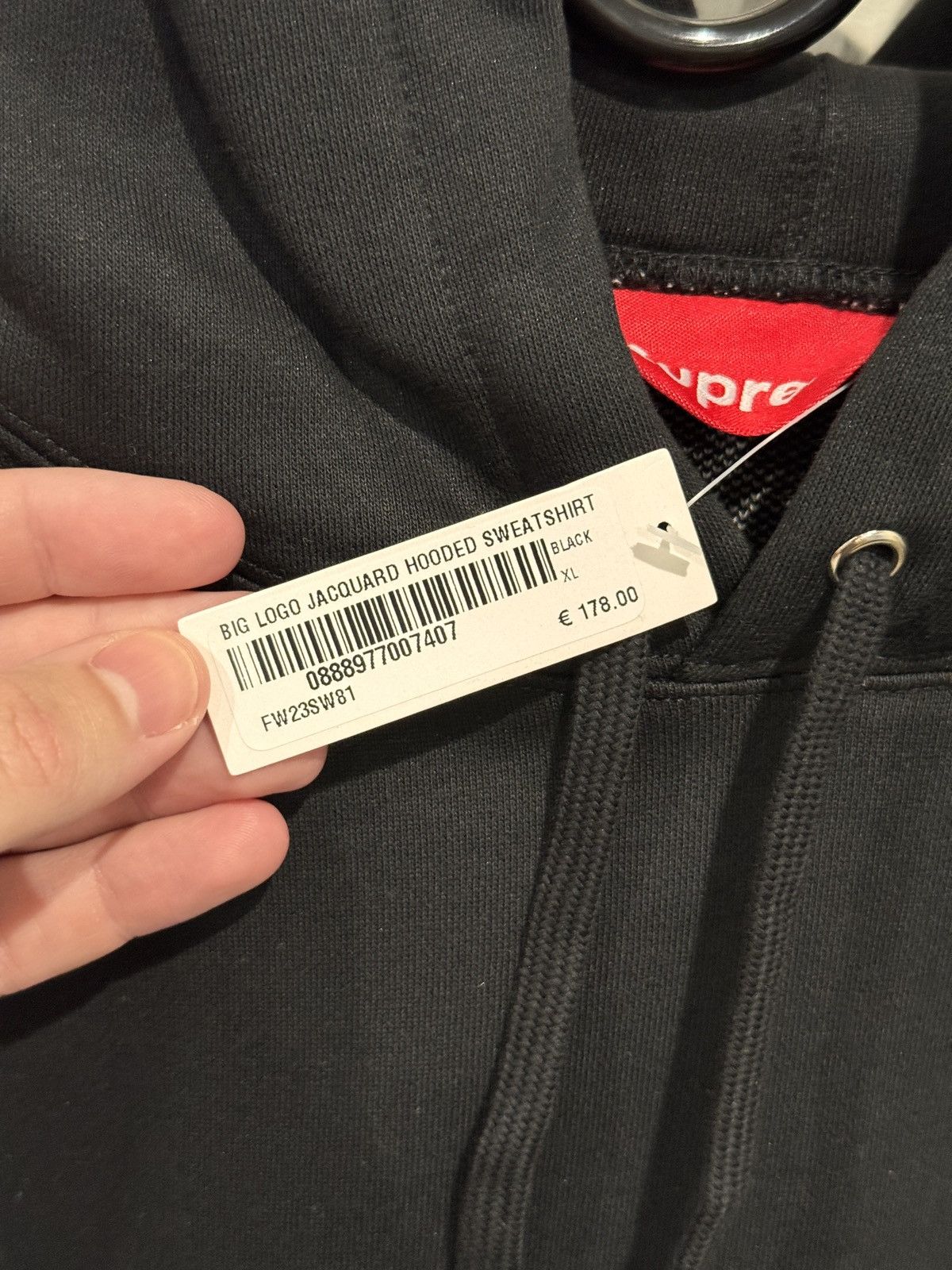 Supreme Big Logo Jacquard Hooded Sweatshirt Black size M