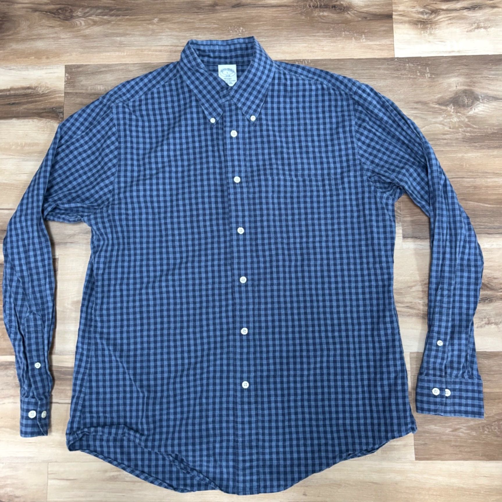 Brooks Brothers Brooks Brothers Shirt Mens Large Button Down Regent Cotton Gingham Plaid Poplin Button-Up Non-Iron Size US L / EU 52-54 / 3 - 3 Thumbnail