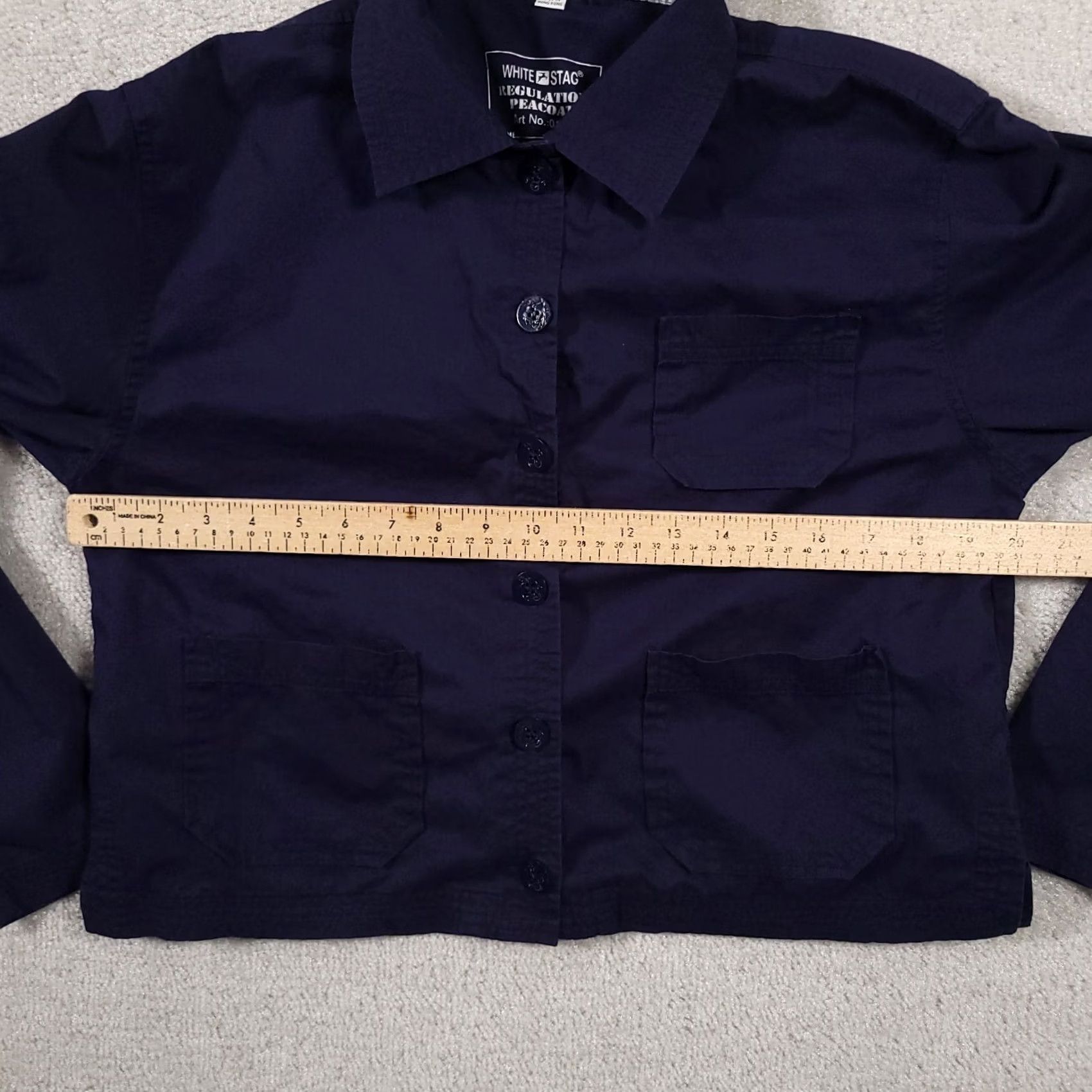 Vintage White Stag Regulation Peacoat Women's Small Navy Blue Crop Pockets Button Front Coat Size S / US 4 / IT 40 - 7 Thumbnail