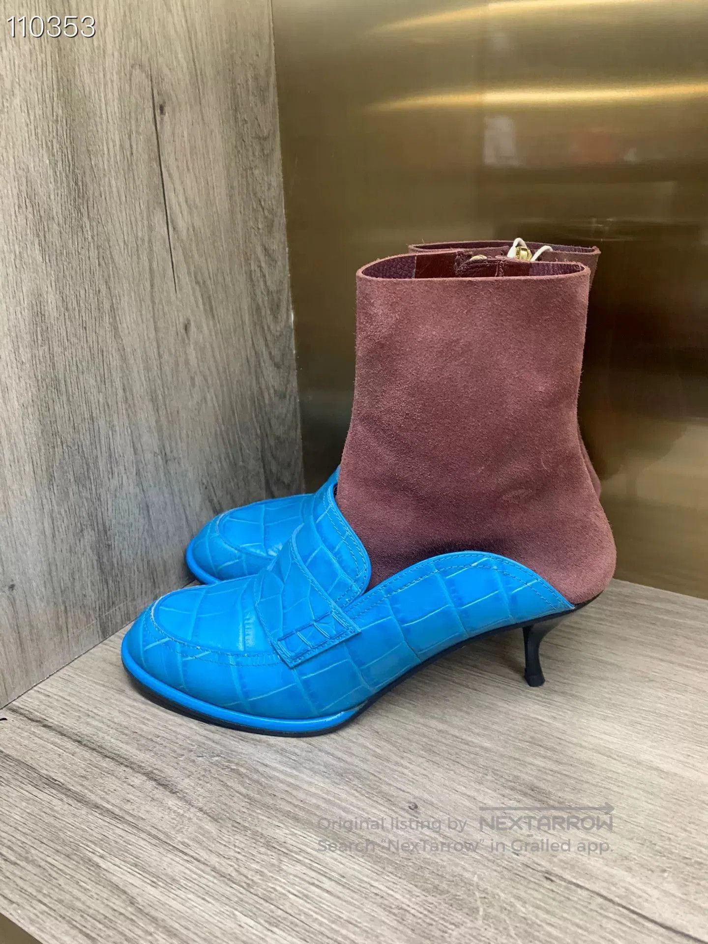 Loewe Loewe Sky Blue Crocodile Ankle Boots. Size US 6 / IT 36 - 2 Thumbnail