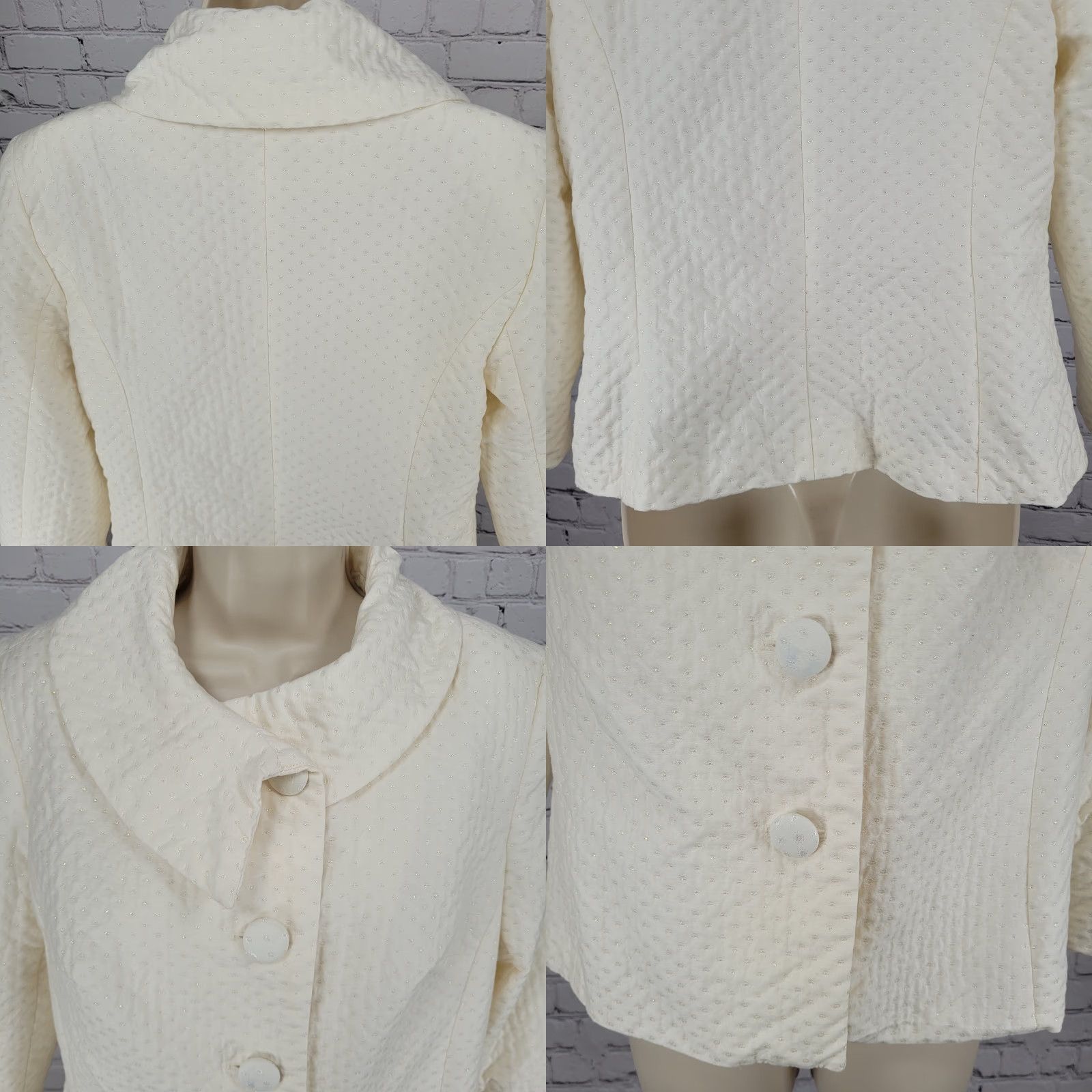 Vintage VINTAGE Citrine Jacket Women Size 10 Ivory Glitter Button Closure Lined Canada Classic Size L / US 10 / IT 46 - 8 Thumbnail