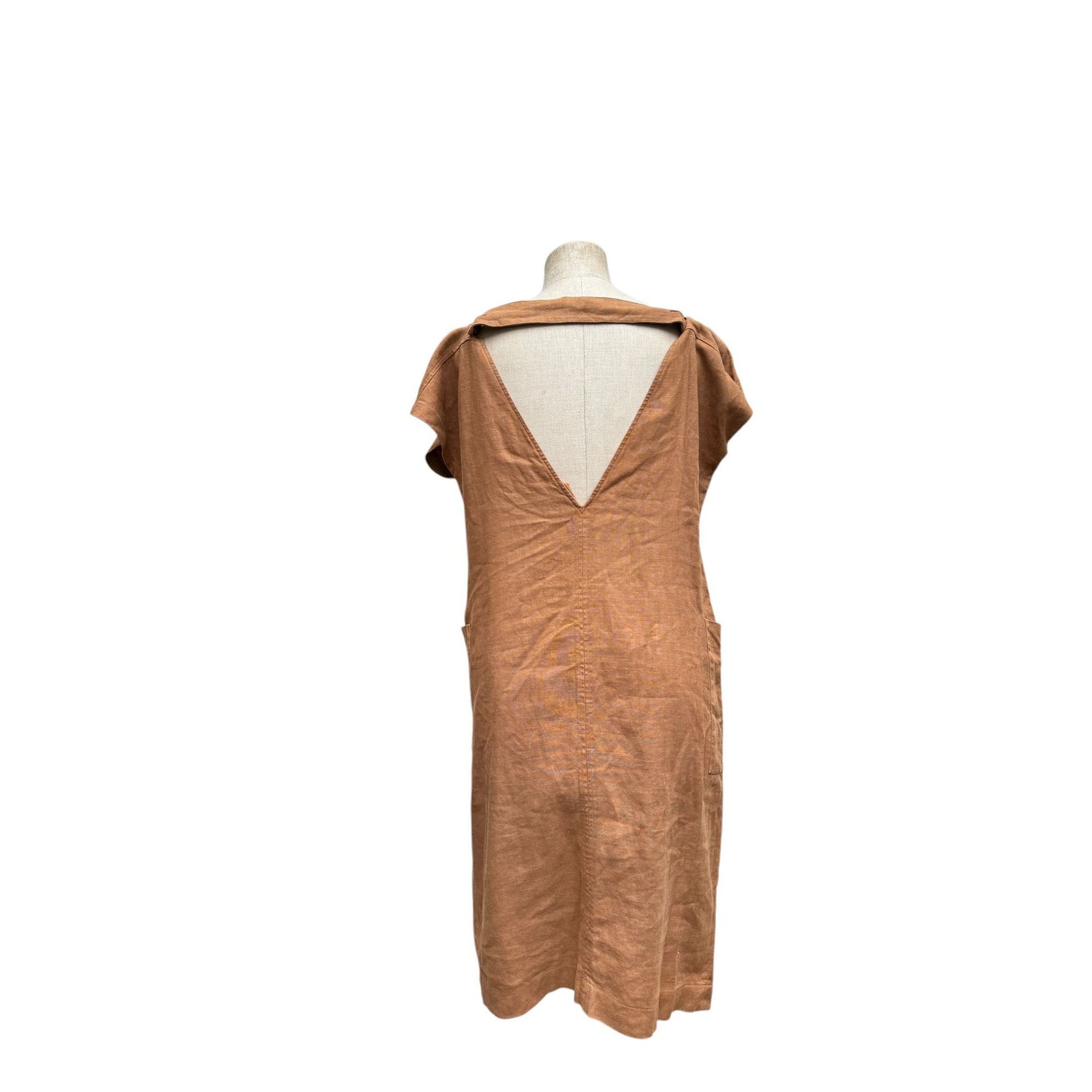 Yves Saint Laurent 1980s Brown linen dress Size L / US 10 / IT 46 - 4 Thumbnail