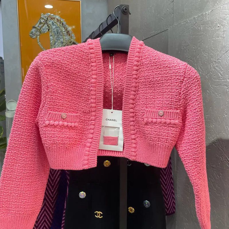 Chanel Chanel Pink Cotton Blend Cropped Sweater 0089 Size XS / US 0-2 / IT 36-38 - 1 Thumbnail
