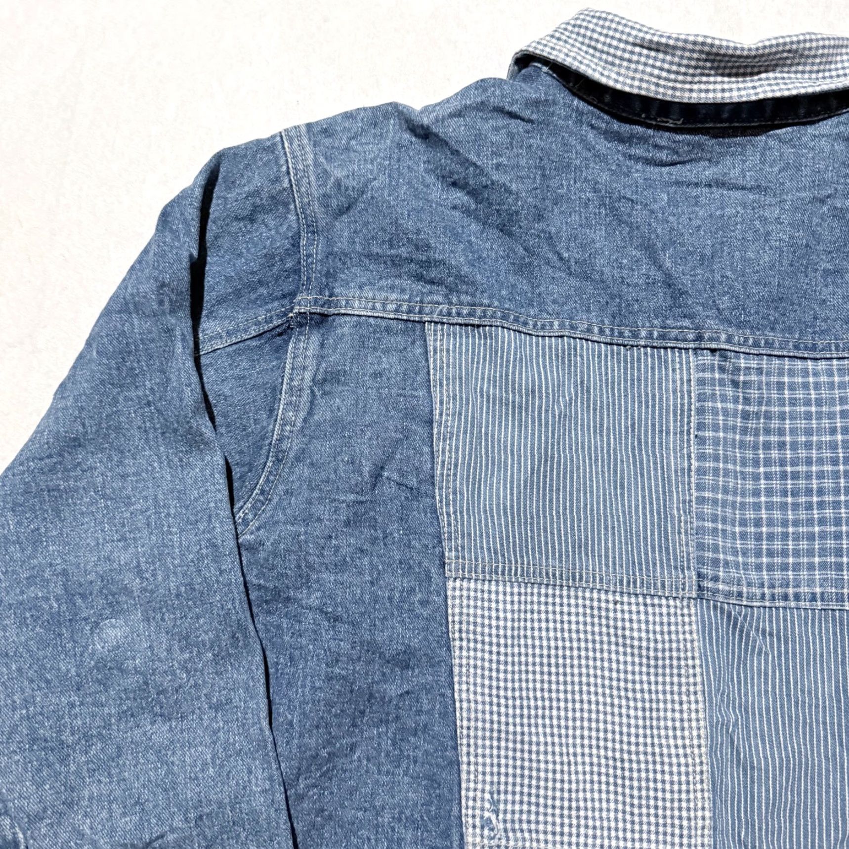 Bill Blass VINTAGE Bill Blass Jacket Blue Womens Plaid Denin Patchwork Trucker Jacket - Large 90s Size US L / EU 52-54 / 3 - 7 Thumbnail