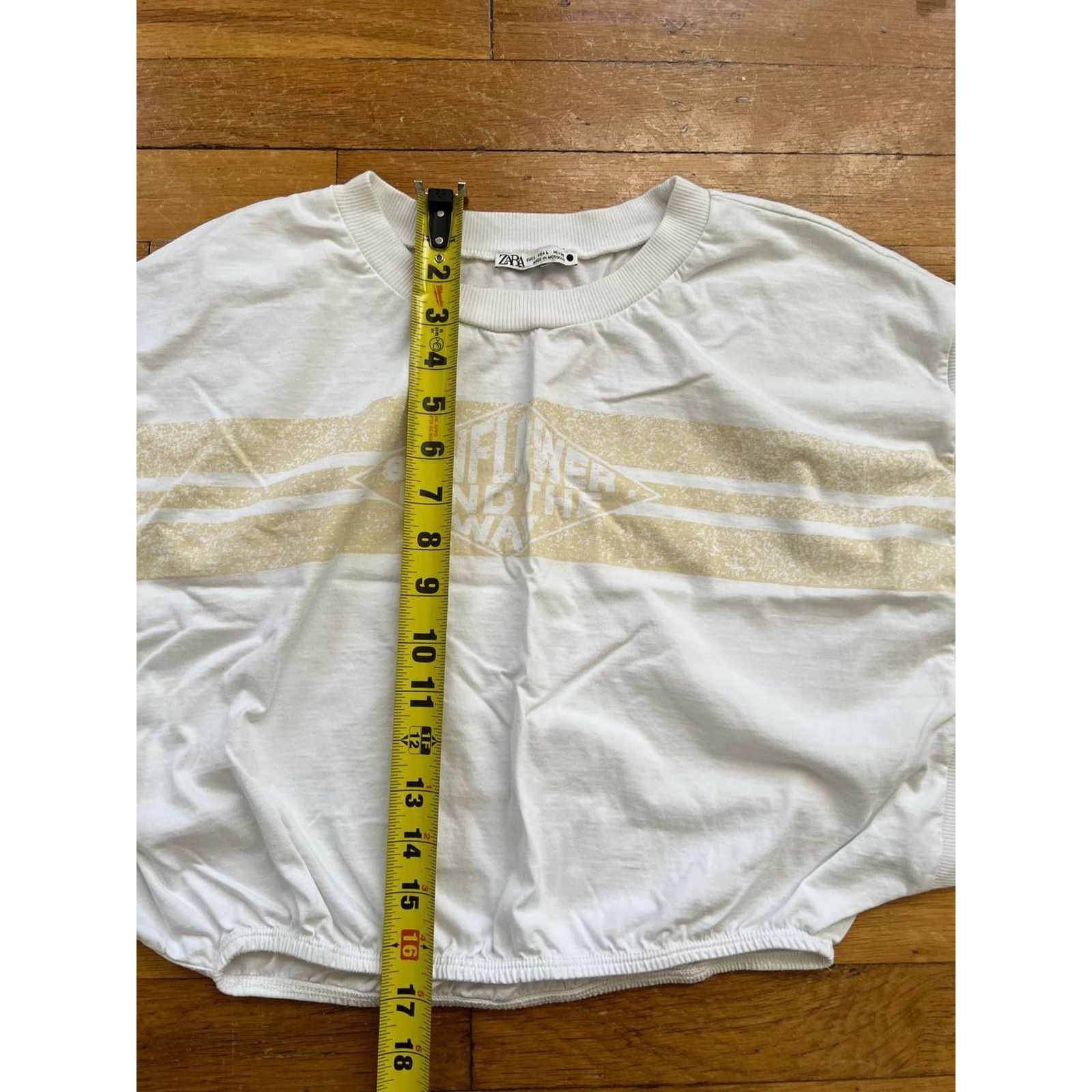 Zara ZARA Women Short Sleeve T Shirt Blend Top Whi Size L A000873 Size L / US 10 / IT 46 - 2 Thumbnail