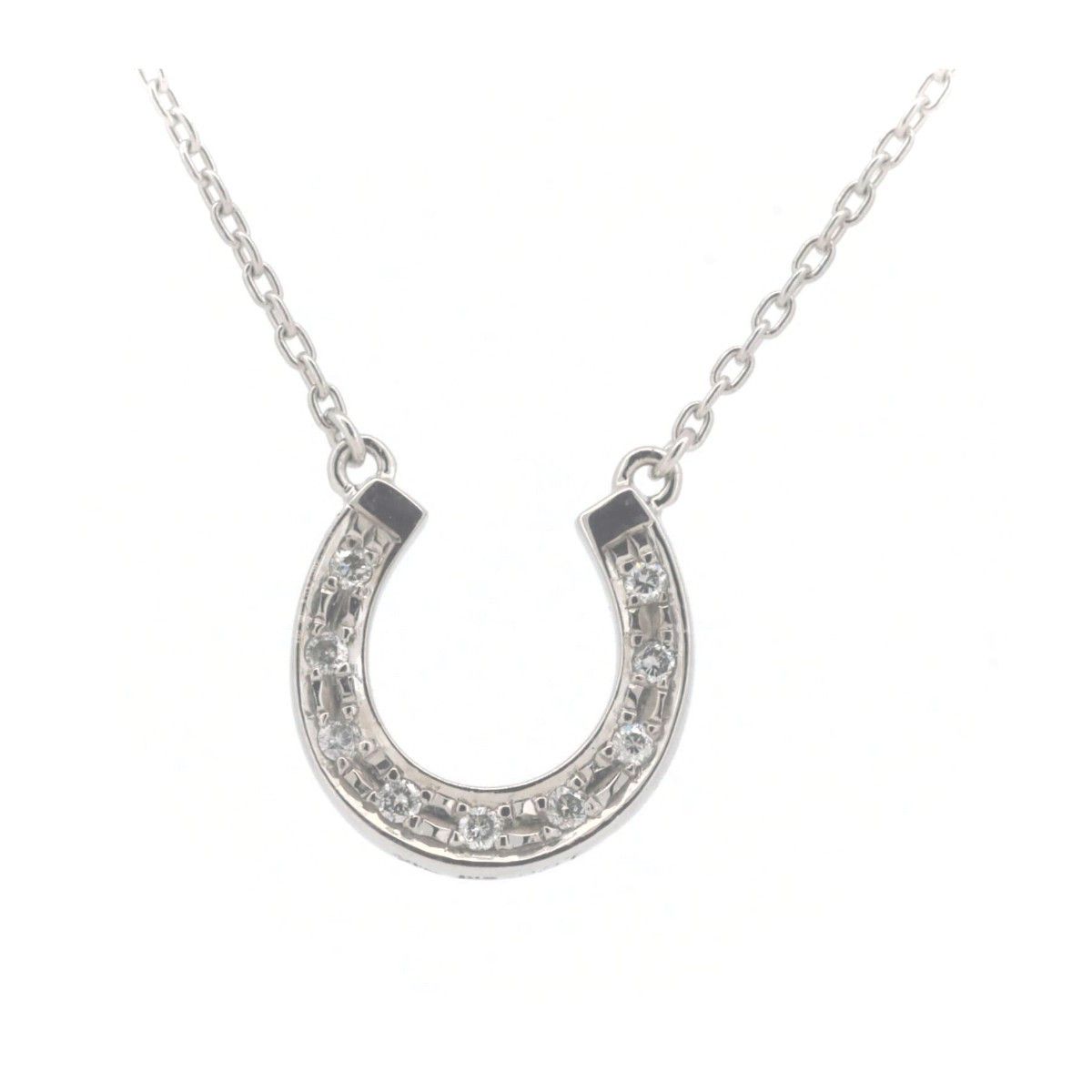 Luxuness Star Jewelry Horseshoe Au750 Necklace Calfskin Necklace in Silver, Women's