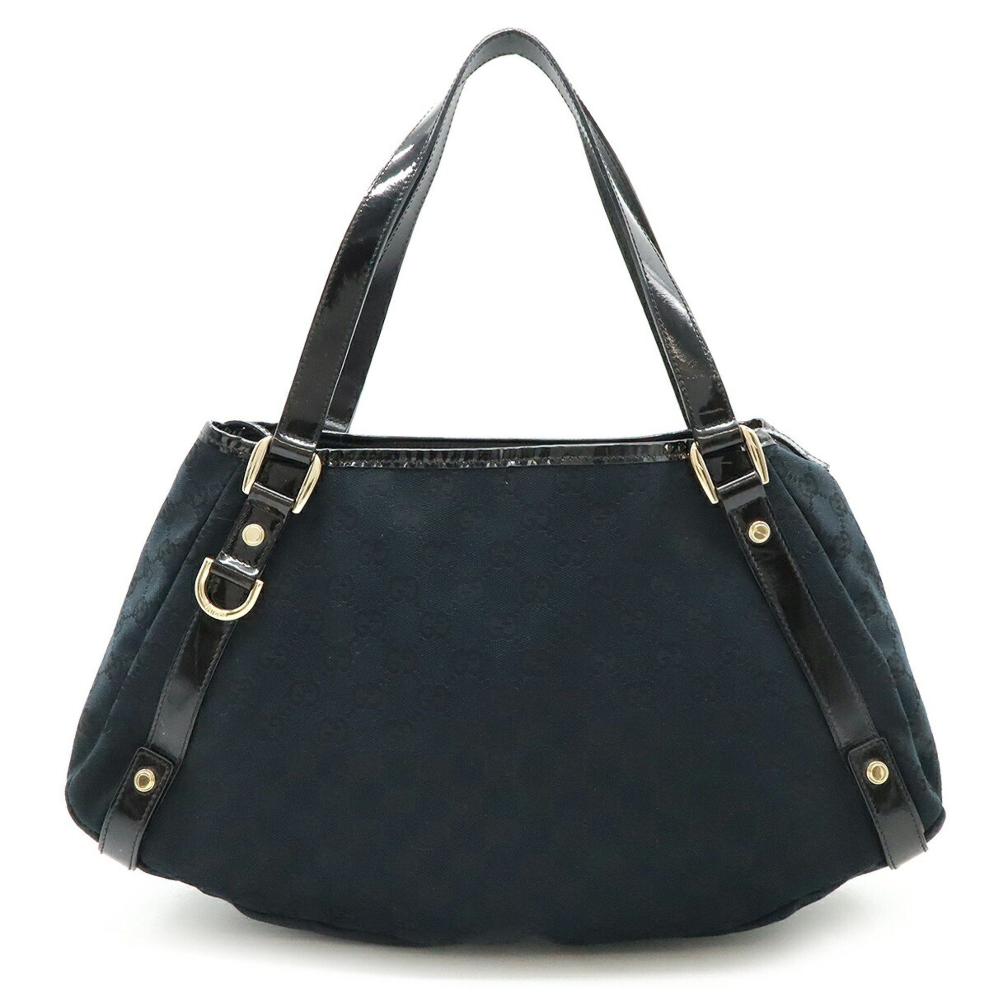Gucci Abby GG Canvas Tote Bag Shoulder Patent Leather Black 130736, Women's