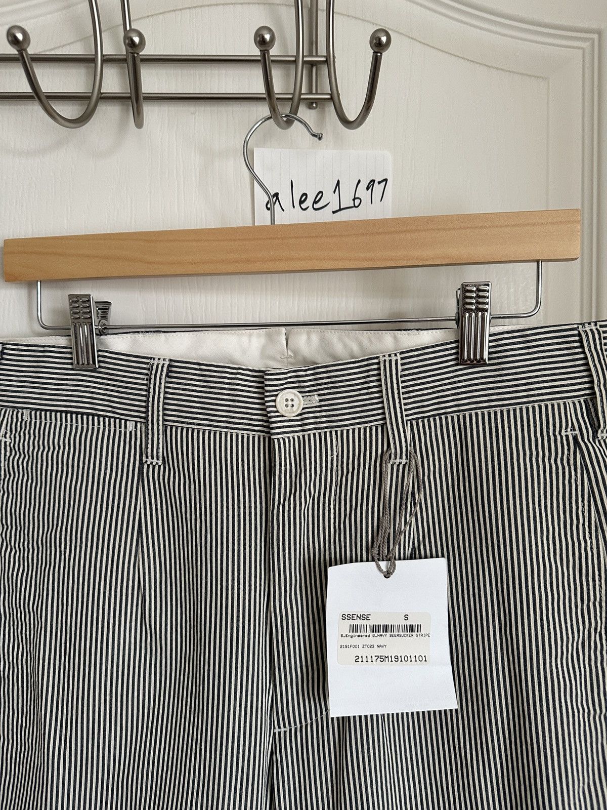 Engineered Garments Navy & White Seersucker Striped Andover Trousers Size US 30 / EU 46 - 2 Thumbnail
