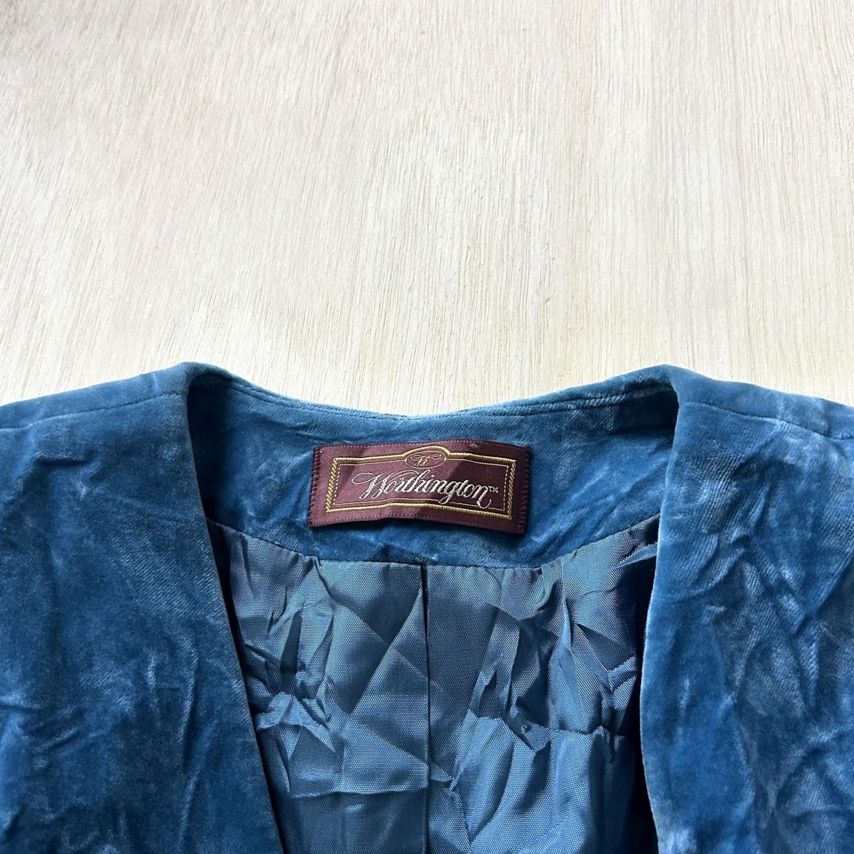 Worthington VINTAGE Worthington Blazer Jacket Womens 16 Blue Velvet Lined Party USA Blazer Womens Size 16 Blue Velvet Lined Party/Cocktail Size XXL / US 16-18 / IT 52-54 - 2 Thumbnail