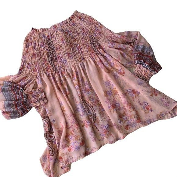 Other Altar'd State Boho Flowy Romantic Floral Print Pleated Tunic Size S / US 4 / IT 40 - 4 Thumbnail