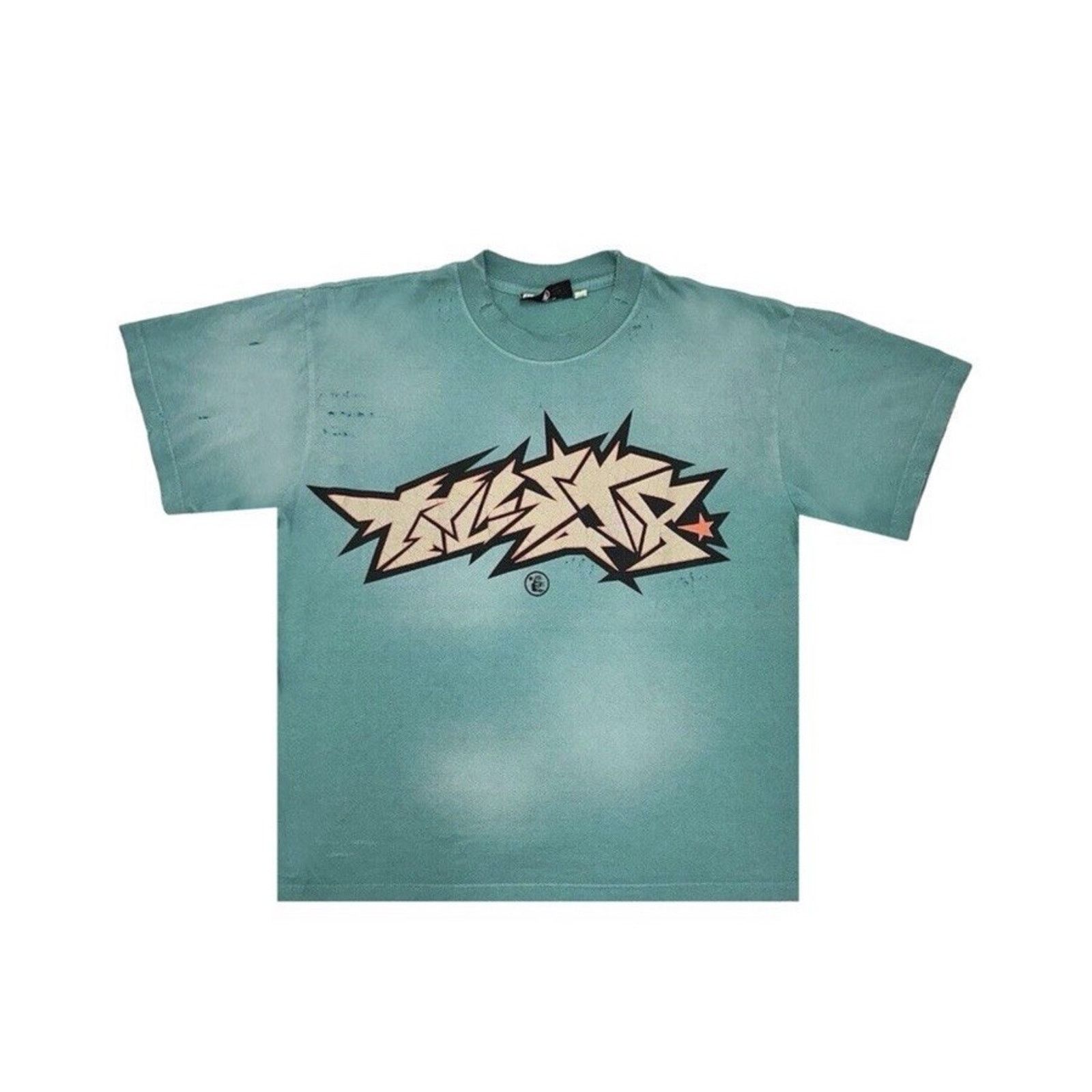 HELLSTAR Size L - Hellstar Crack Print Faded Distressed Green Shirt Size US L / EU 52-54 / 3 - 1 Thumbnail