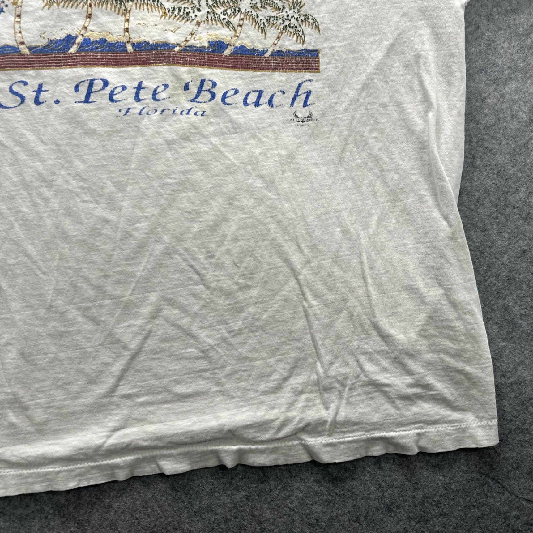 Vintage VINTAGE St Pete Beach Shirt Mens Medium White Florida Palm Trees Moon 90s Size US L / EU 52-54 / 3 - 4 Thumbnail