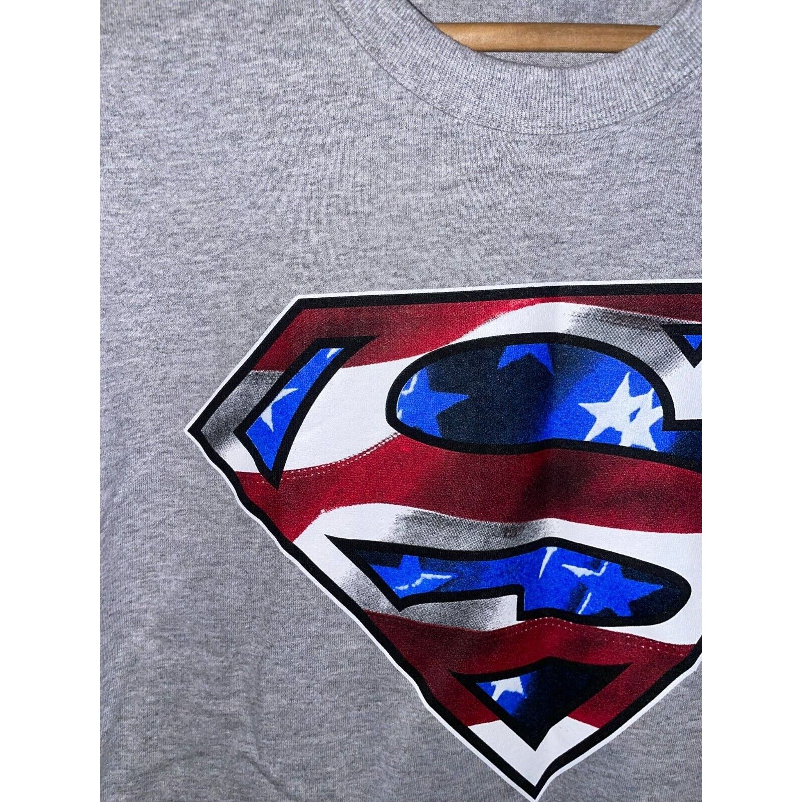 Jerzees Vintage Superman Ameria Shirt Super Man American Flag Tee M Size US M / EU 48-50 / 2 - 2 Thumbnail