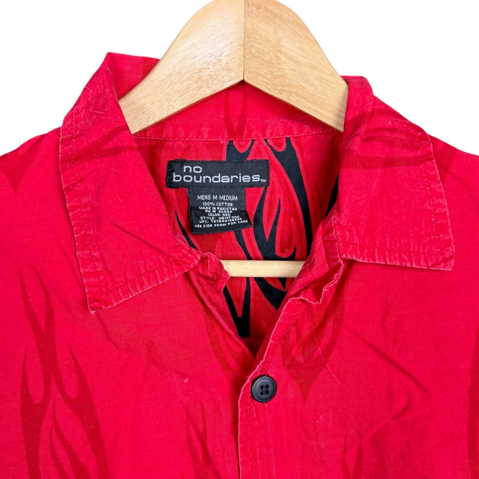 Other Vintage Y2K No Boundaries Flame Shirt Mens Medium Red Black Size US M / EU 48-50 / 2 - 4 Thumbnail