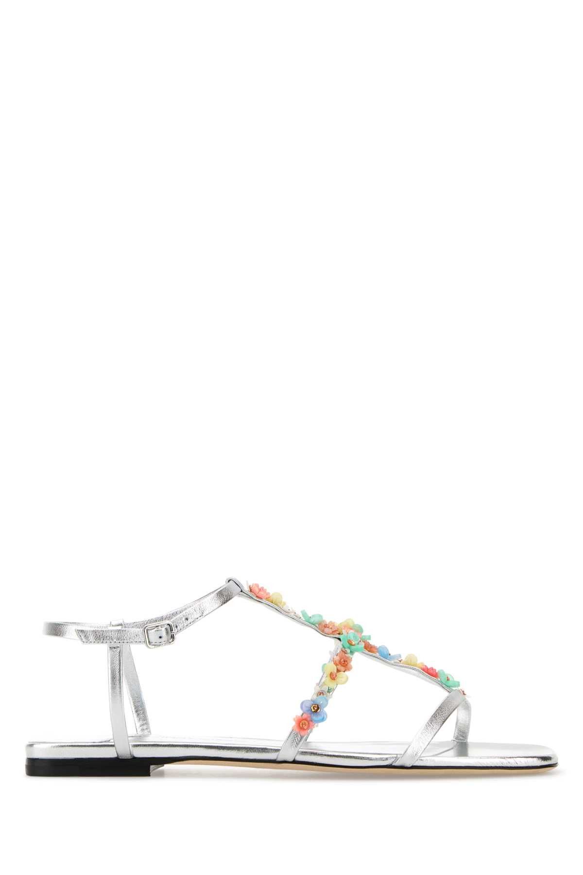 Jimmy Choo Silver Nappa Leather Daisy Sandals Size US 8 / IT 38 - 1 Thumbnail