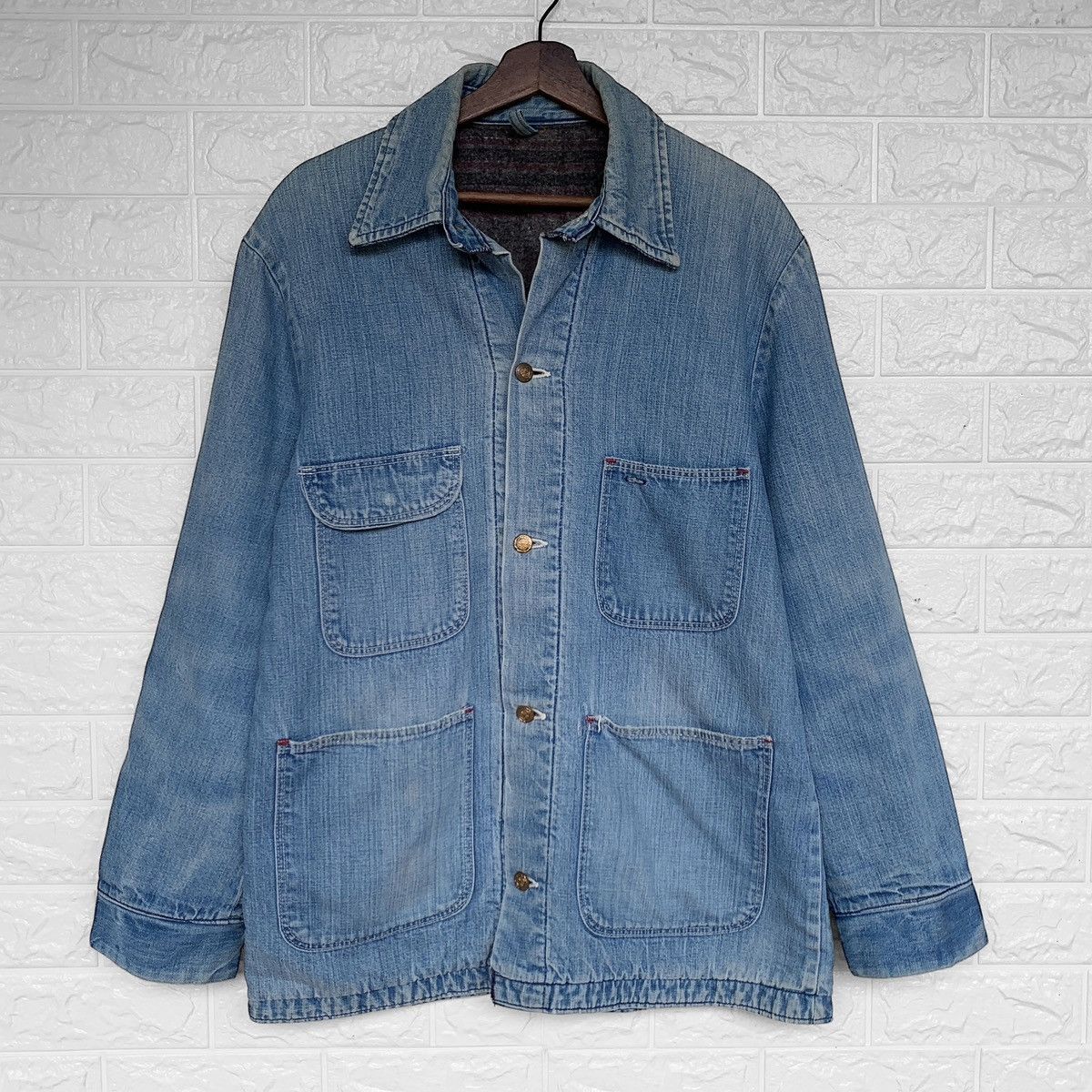 Vintage VINTAGE 1970s WRANGLER DENIM BLANKET LINED CHORE JACKET Size US L / EU 52-54 / 3 - 3 Thumbnail