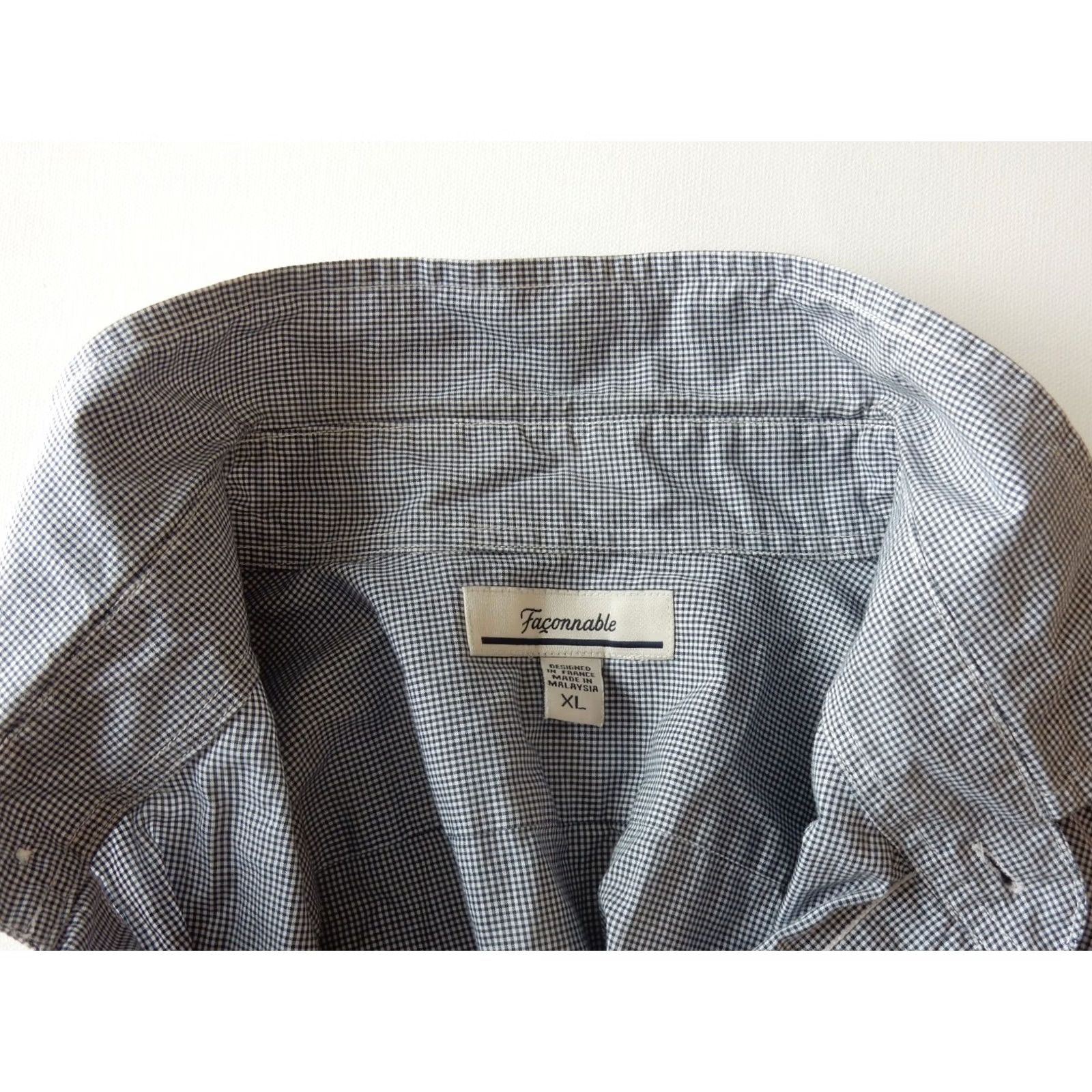 Faconnable Façonnable Men’s Short Sleeve Button-Up Shirt XL Blue Cotton Check Shirt Size US XL / EU 56 / 4 - 4 Thumbnail