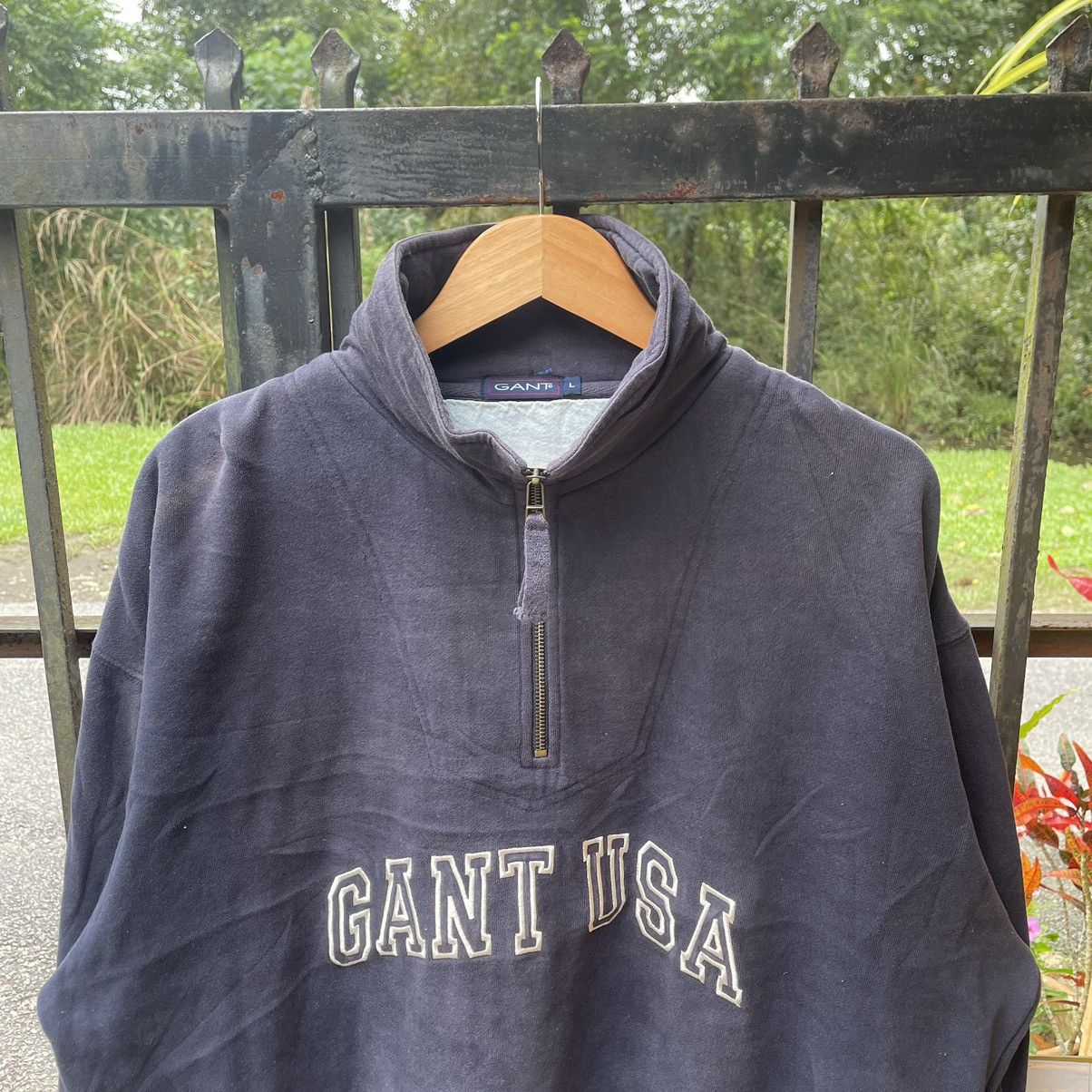 Gant × Vintage 🔥Vintage Gant USA Embroidered Logo Half Zipper Sweatshirts Size US XL / EU 56 / 4 - 4 Thumbnail