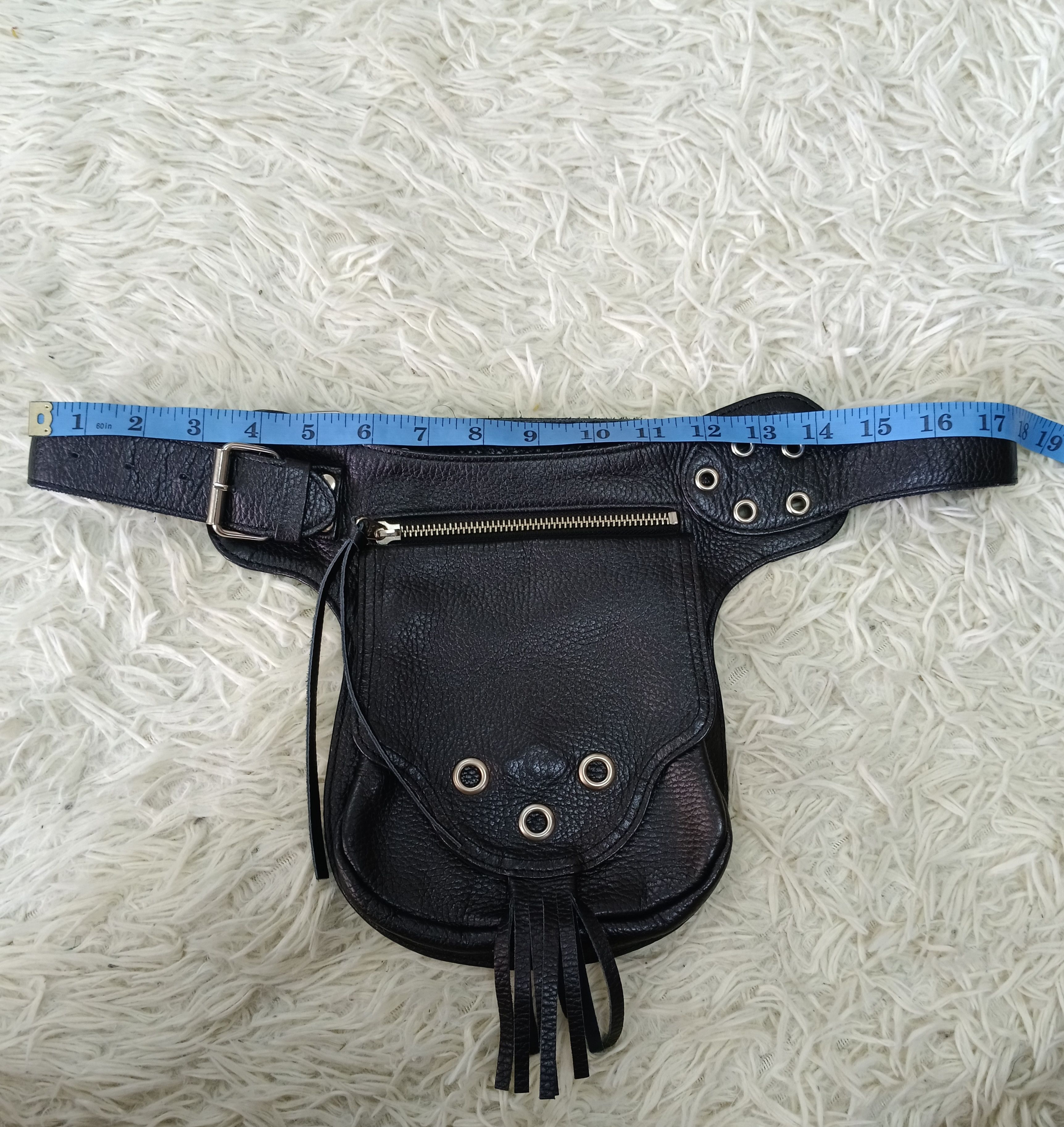 Leather LEATHER BLACK EIKO KONDO WAIST BAG(MAX SIZE 35) Size ONE SIZE - 7 Thumbnail