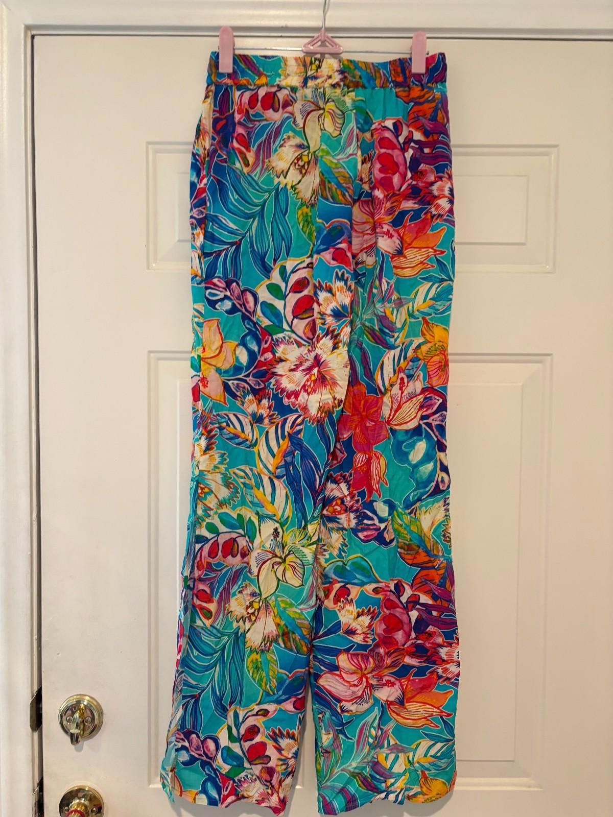 Designer Women's Johnny Was brand XS floral/tropical pants #178 Size 28" / US 6 / IT 42 - 2 Thumbnail