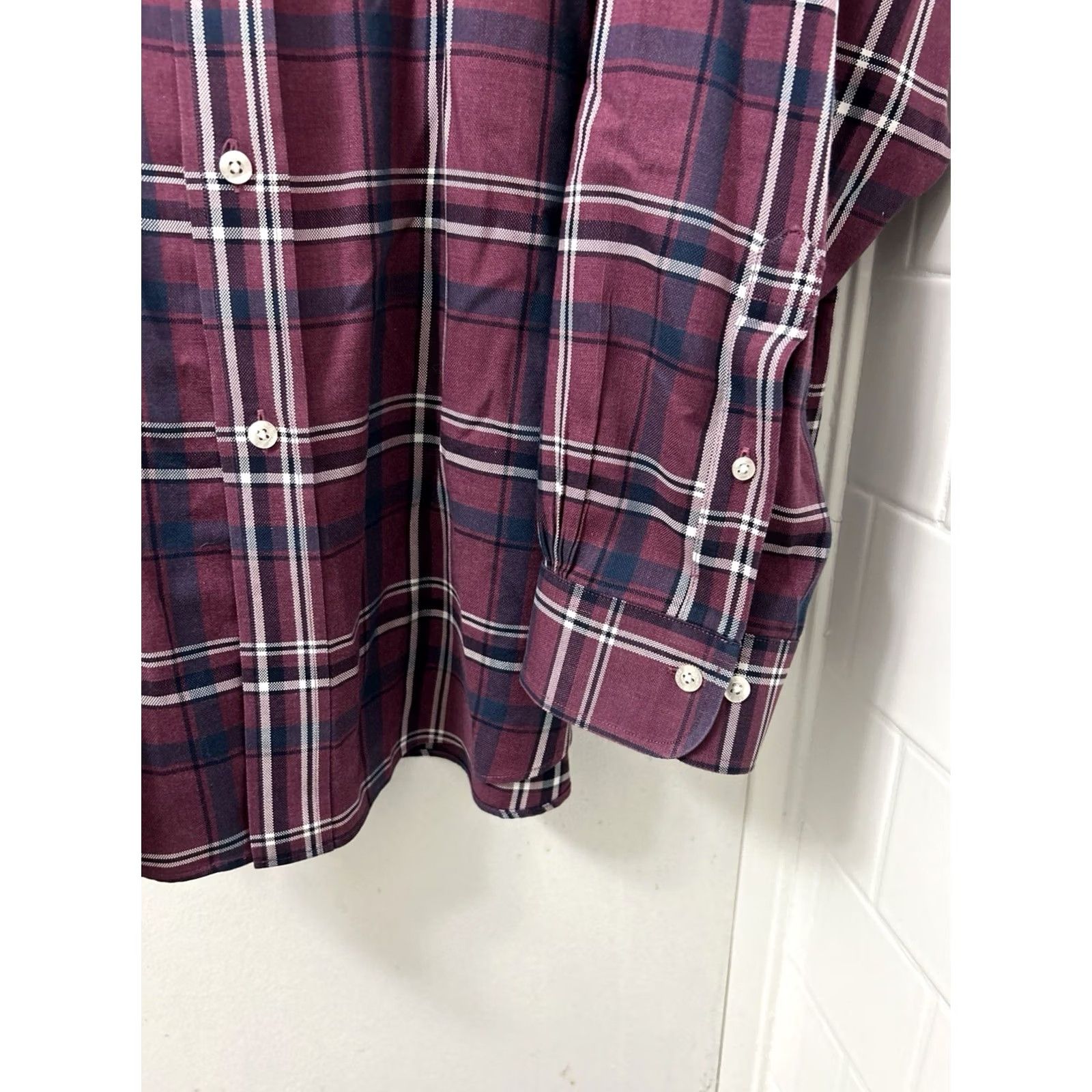 Brooks Brothers Brooks Brothers Madison Plaid Supima Button-Up Polo Shirt Mens XXL Burgundy Red Long Sleeve Classic Non-Iron Pocket shirt Size US XXL / EU 58 / 5 - 6 Thumbnail