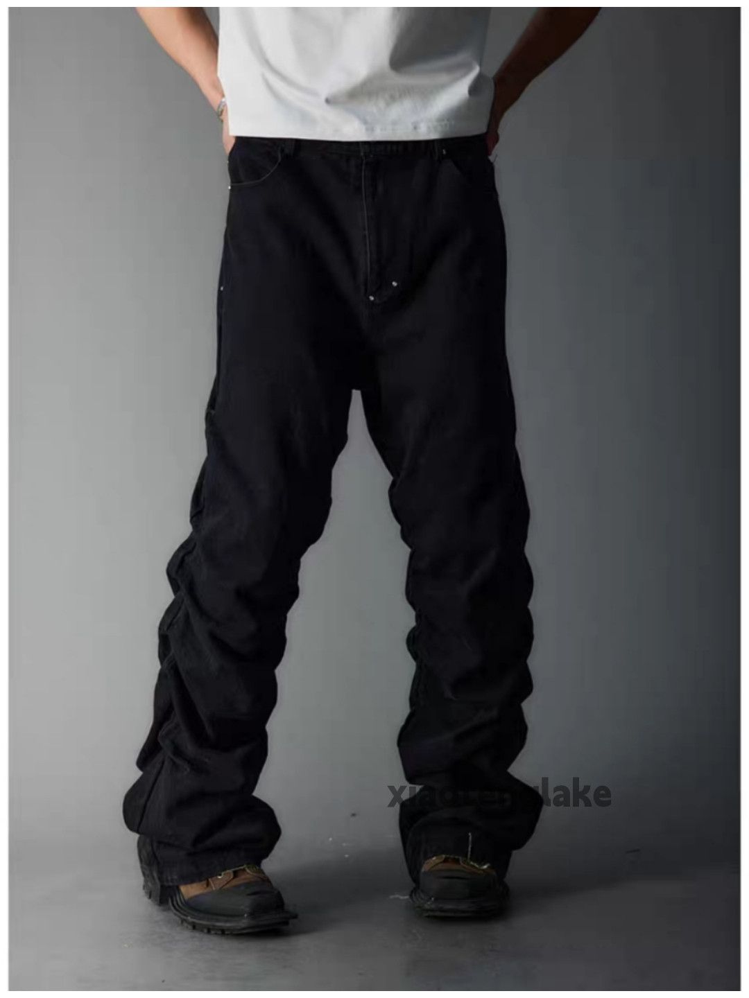 Jean × Vintage washed faded pleated loose baggy hiphop flared jeans Size US 36 / EU 52 - 4 Thumbnail