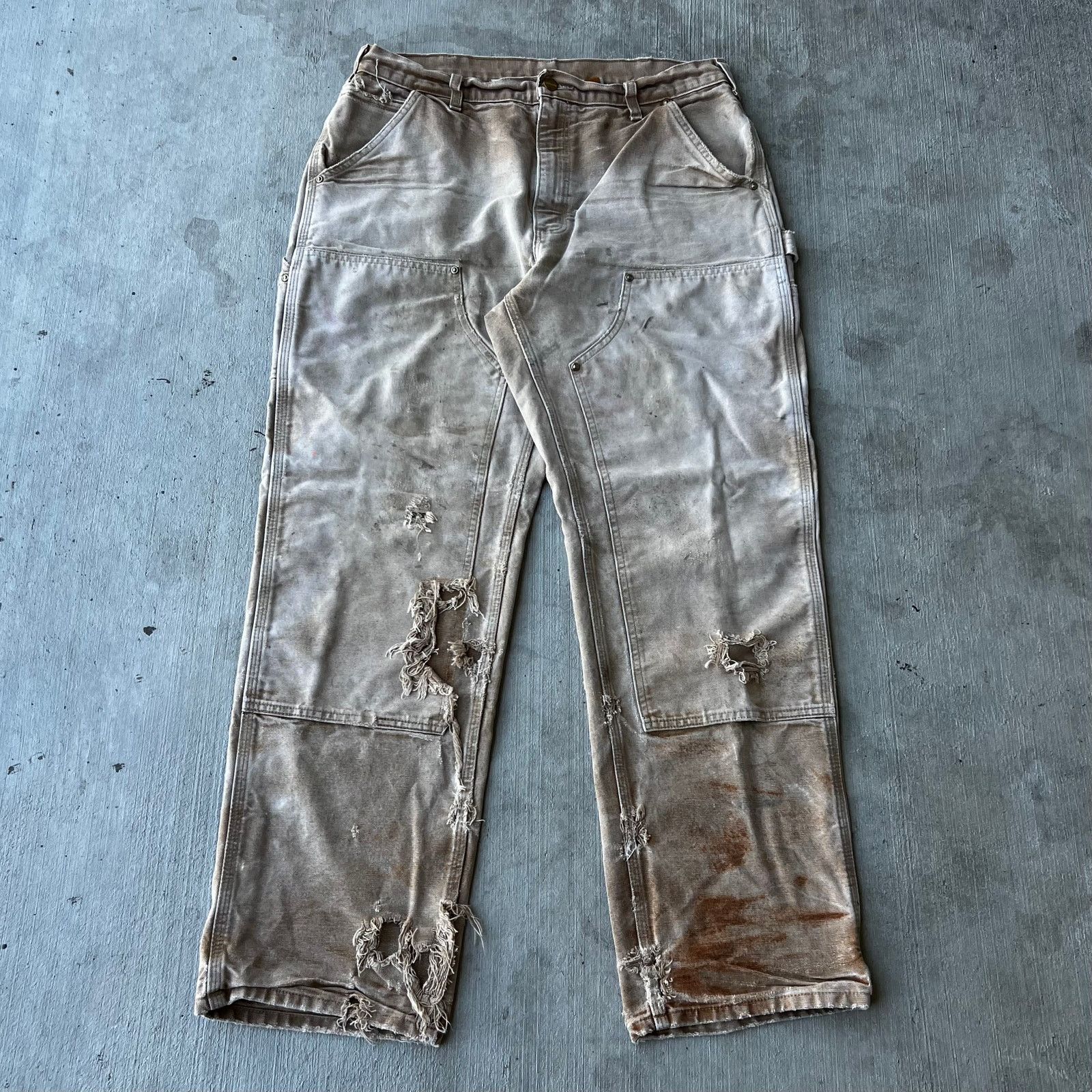 Carhartt × Vintage Carhartt faded brown double knee work wear carpenter pants Size US 33 - 1 Thumbnail