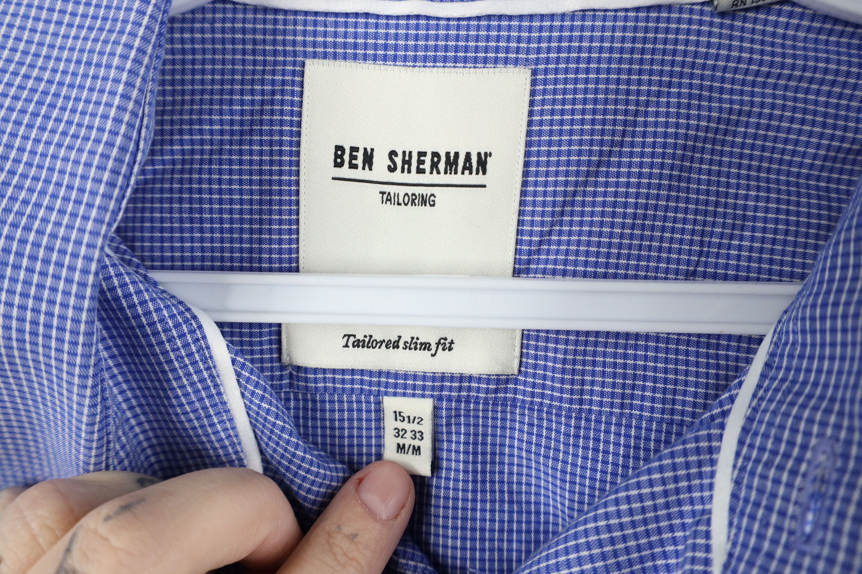Ben Sherman Ben Sherman Tailored Slim Fit Button Shirt Blue Plaid Size US M / EU 48-50 / 2 - 6 Thumbnail