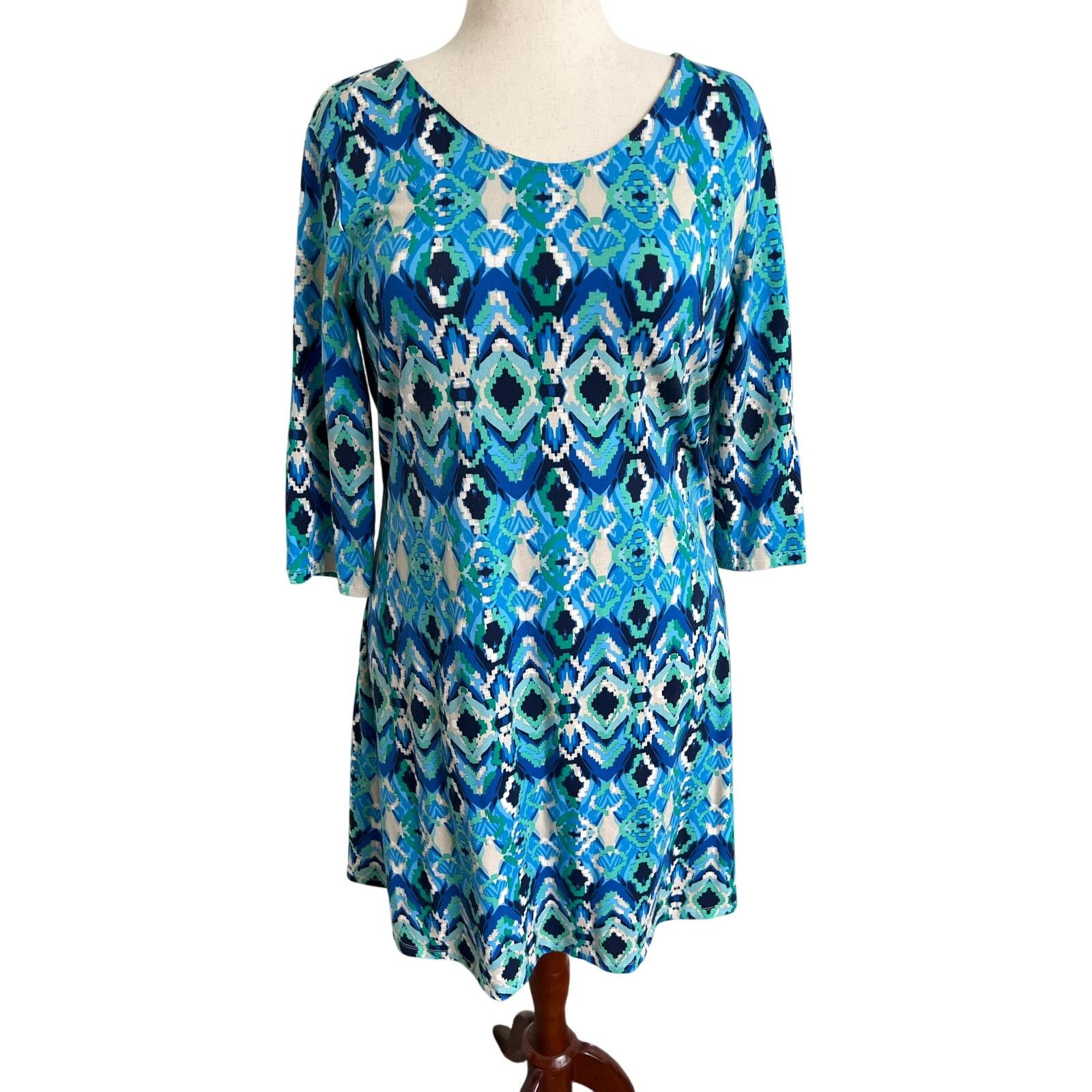 Liz Claiborne Liz Claiborne Geometric Print Midi Dress Petite Large Size L / US 10 / IT 46 - 1 Thumbnail