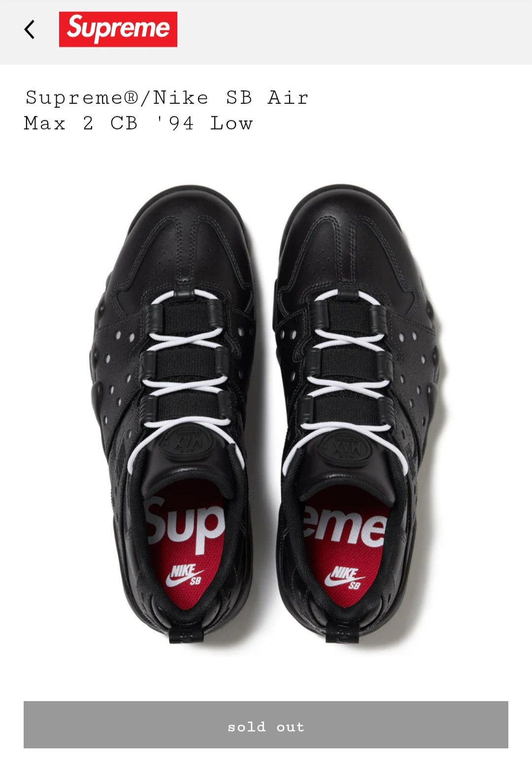 Nike × Supreme Supreme®/Nike SB Air Max 2 CB '94 Low Size US 9.5 / EU 42-43 - 9 Thumbnail