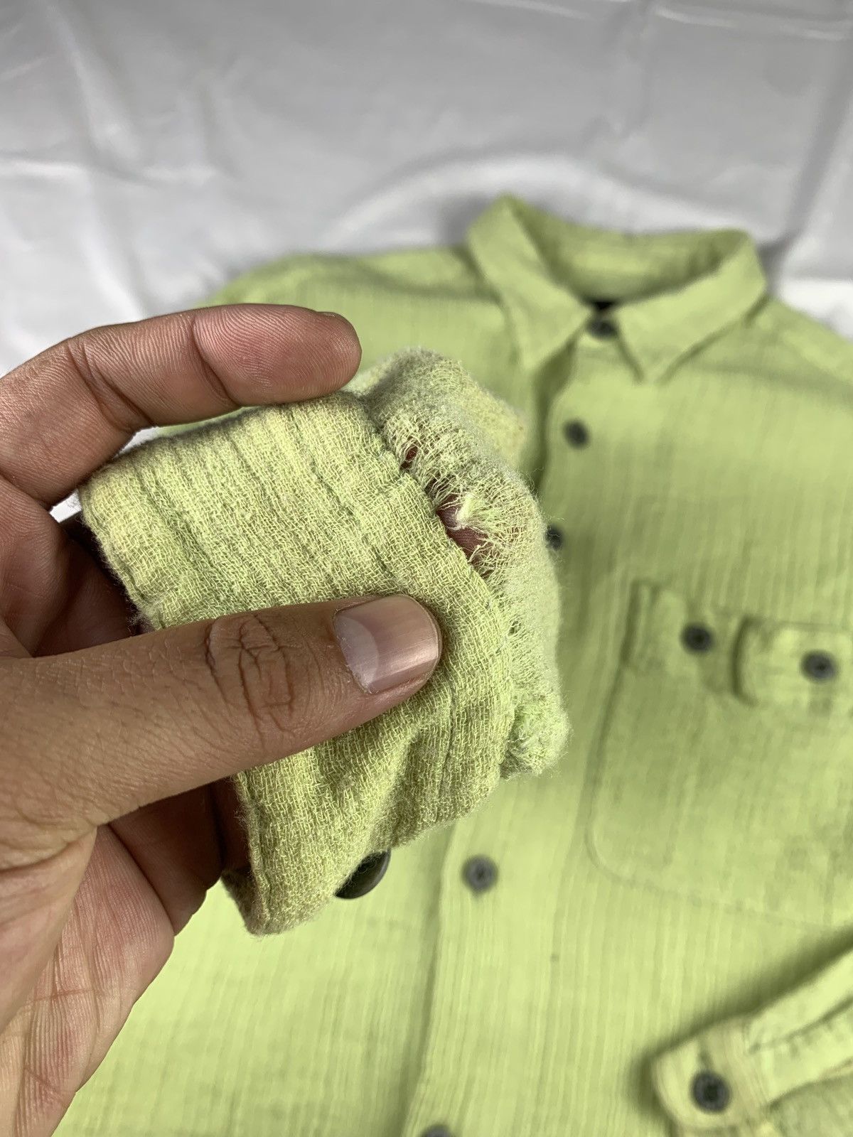 Japanese Brand 1990s santa fe Matcha Green Mohair Light Shirt Size US L / EU 52-54 / 3 - 8 Thumbnail
