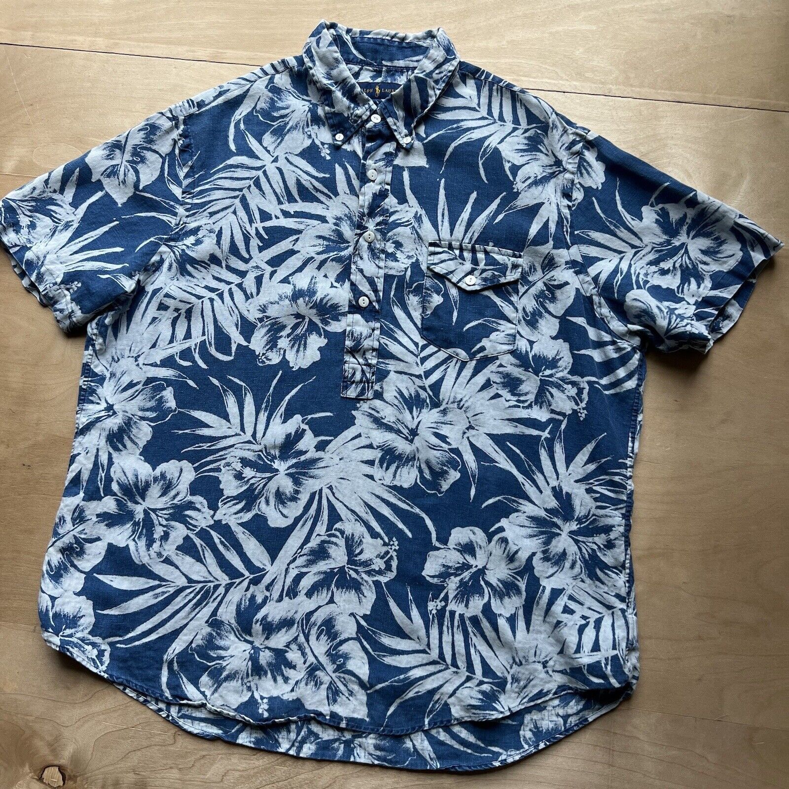 Polo Ralph Lauren Polo Ralph Lauren Linen Shirt XL Blue Hawaiian Floral Summer Size US XL / EU 56 / 4 - 7 Thumbnail