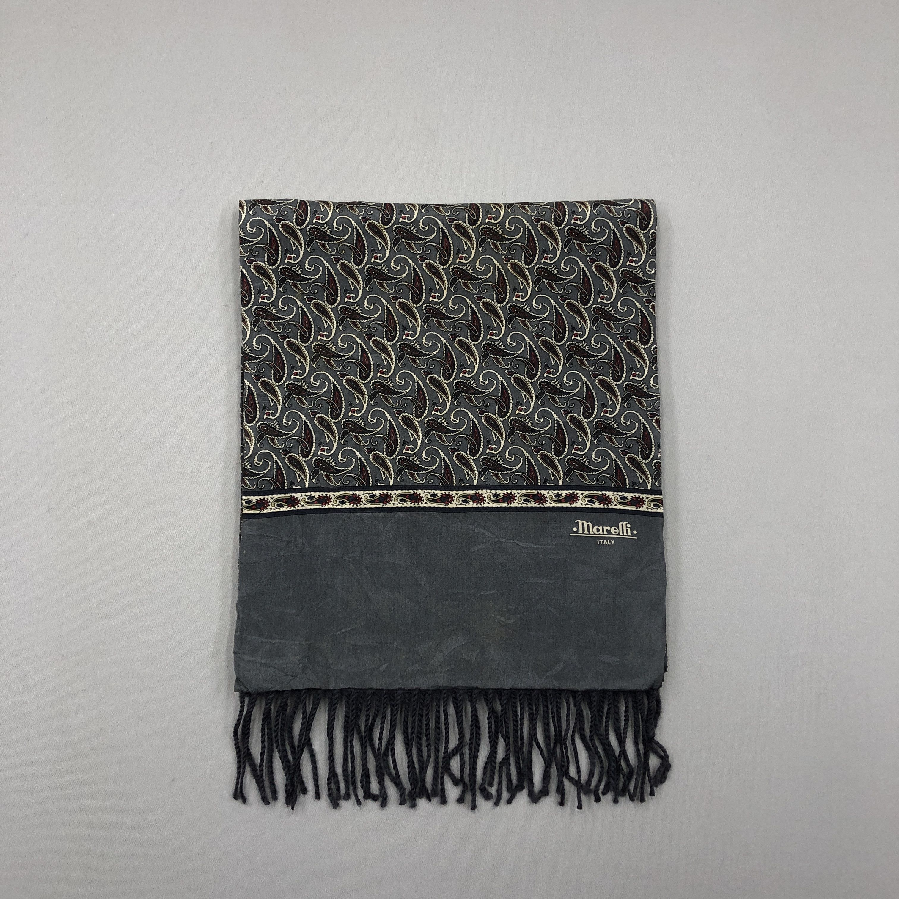 Vintage Vintage Marelli Scarf Muffler Paisley SILK Wool Scarves Size ONE SIZE - 2 Thumbnail
