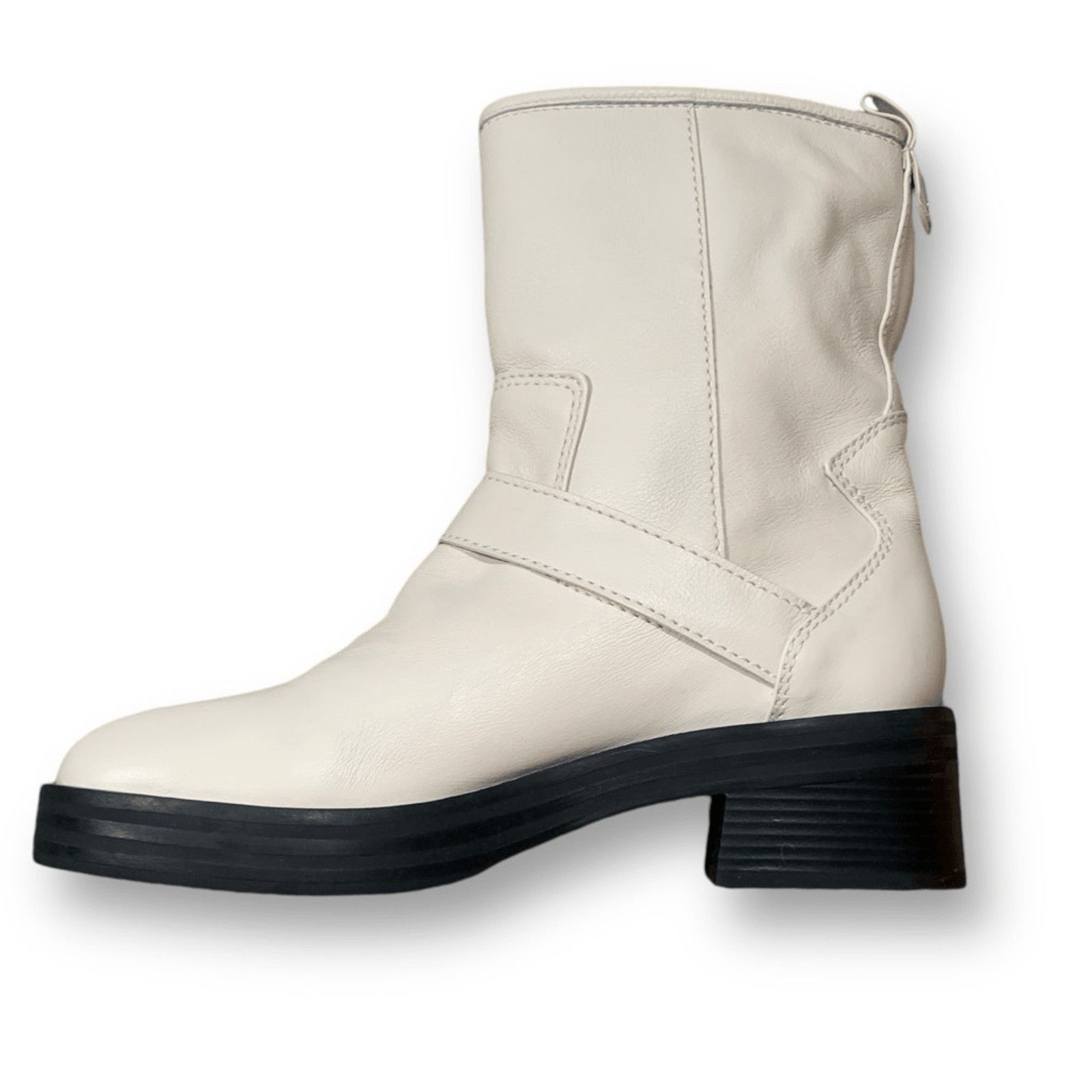 Larroude Larroude Hardy Moto Boot Cream Leather Western Buckle Ankle Size US 8.5 / IT 38.5 - 4 Thumbnail