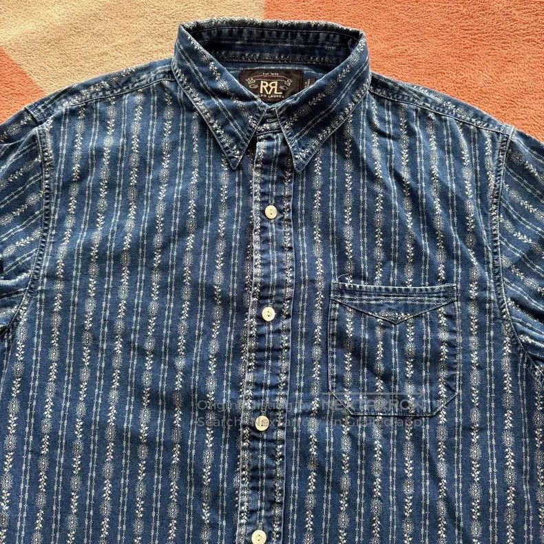 RRL Ralph Lauren RRL Ralph Lauren Blue dyed snowflake striped shirt Size US S / EU 44-46 / 1 - 2 Thumbnail