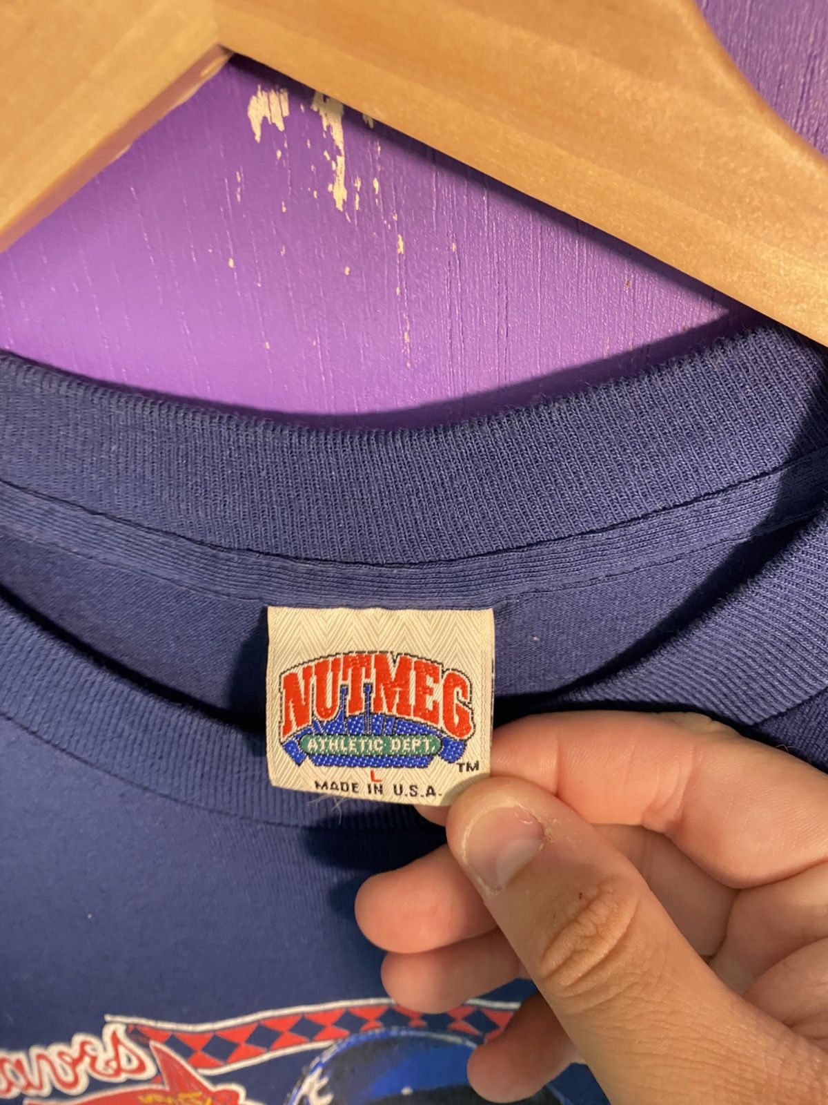 Nutmeg Vintage 90s Nutmeg Braves David justice player tee Size US XL / EU 56 / 4 - 4 Thumbnail