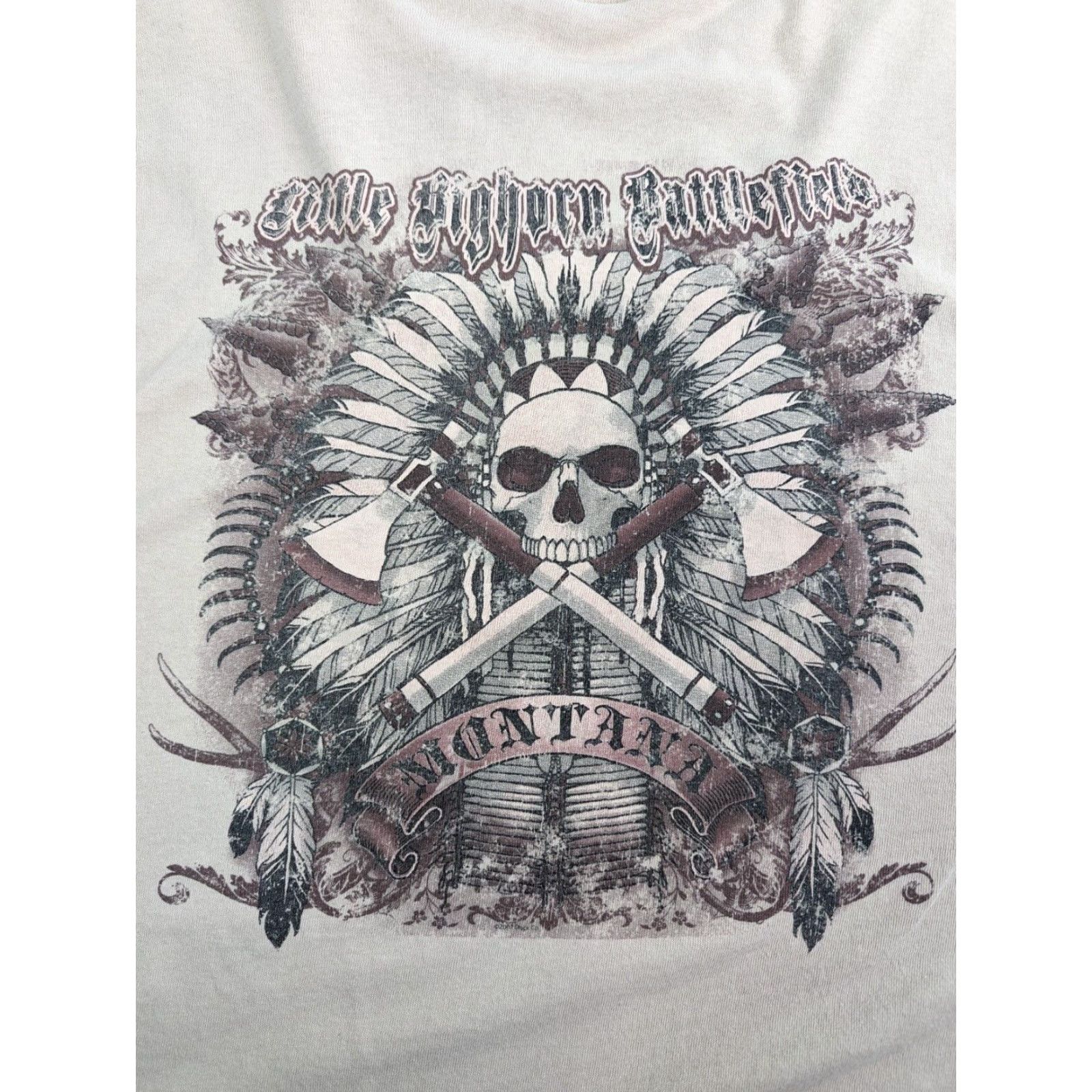 Vintage VINTAGE Unbranded T-Shirt Shirt Men XL/2XL Beige Cotton Knit Skull Tribal Logo 90s 80s 70s Aztec City USA Quotes Retro Classic Size US XL / EU 56 / 4 - 2 Thumbnail