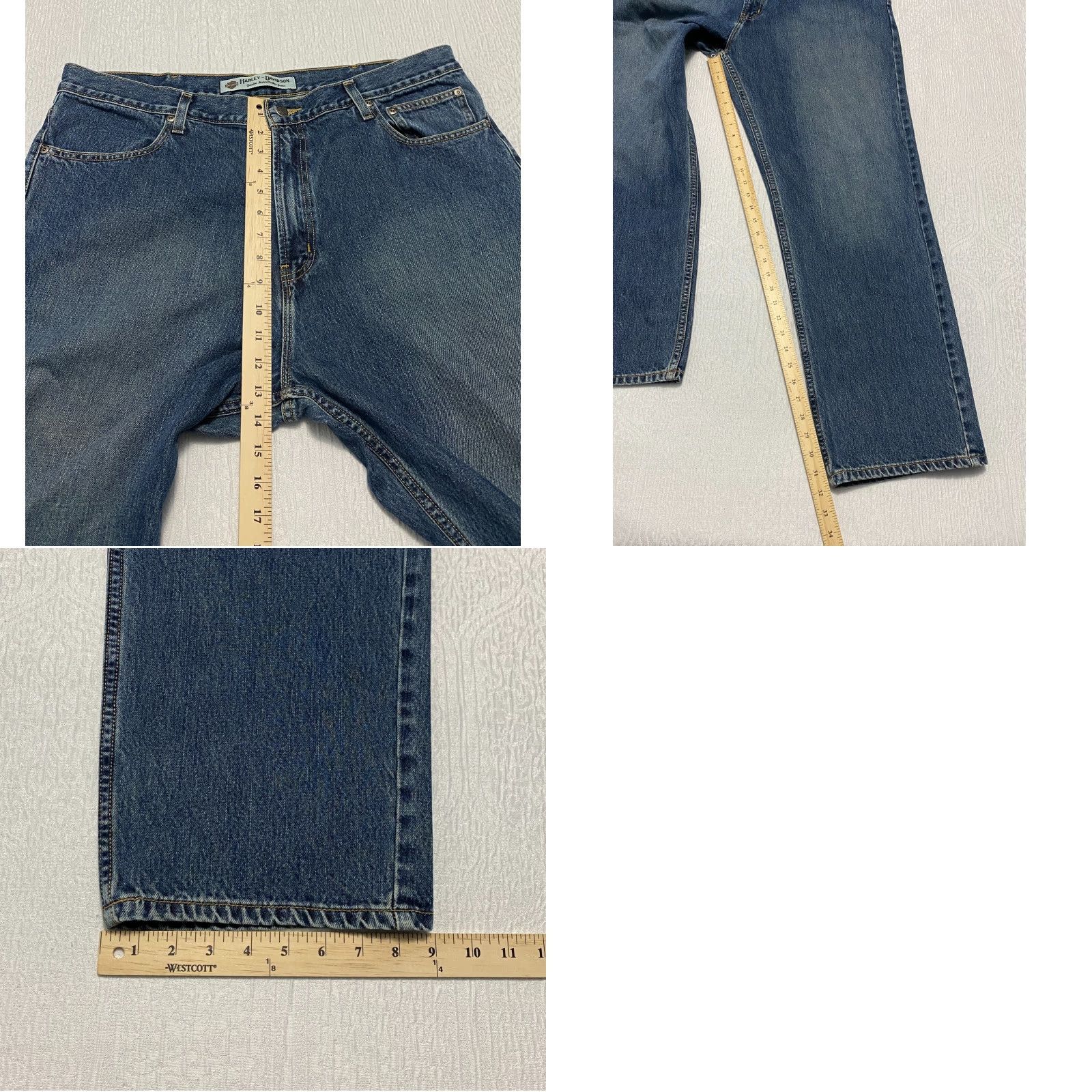 Harley Davidson Harley-Davidson Jeans Men’s 38×32 Blue Faded Straight Motorcycle Denim 5-Pocket Classic Button Zip Size US 38 / EU 54 - 8 Thumbnail