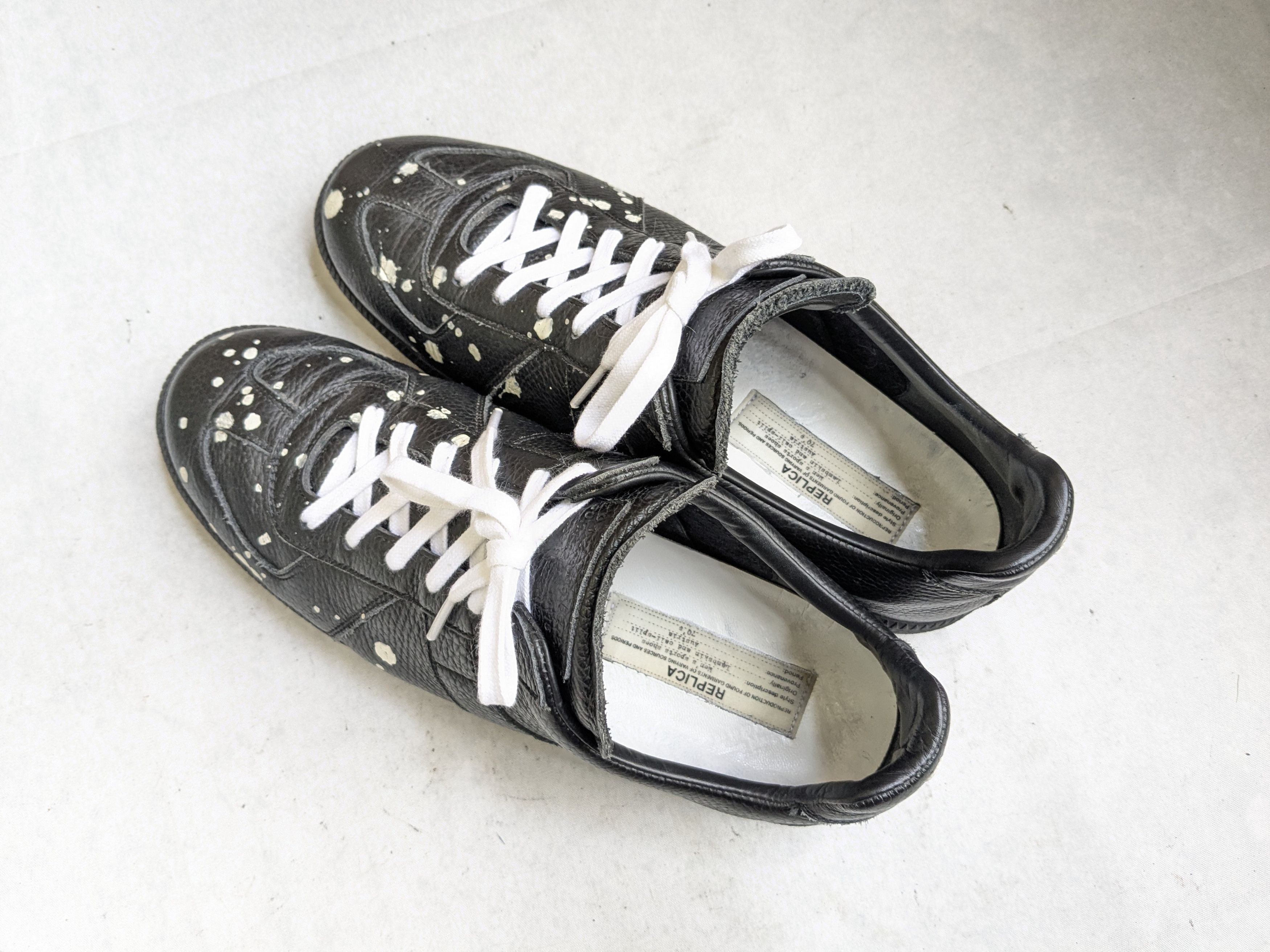 Maison Margiela Maison Margiela Replica GAT Black Paint Splatter 12 45 White Size US 12 / EU 45 - 13 Thumbnail