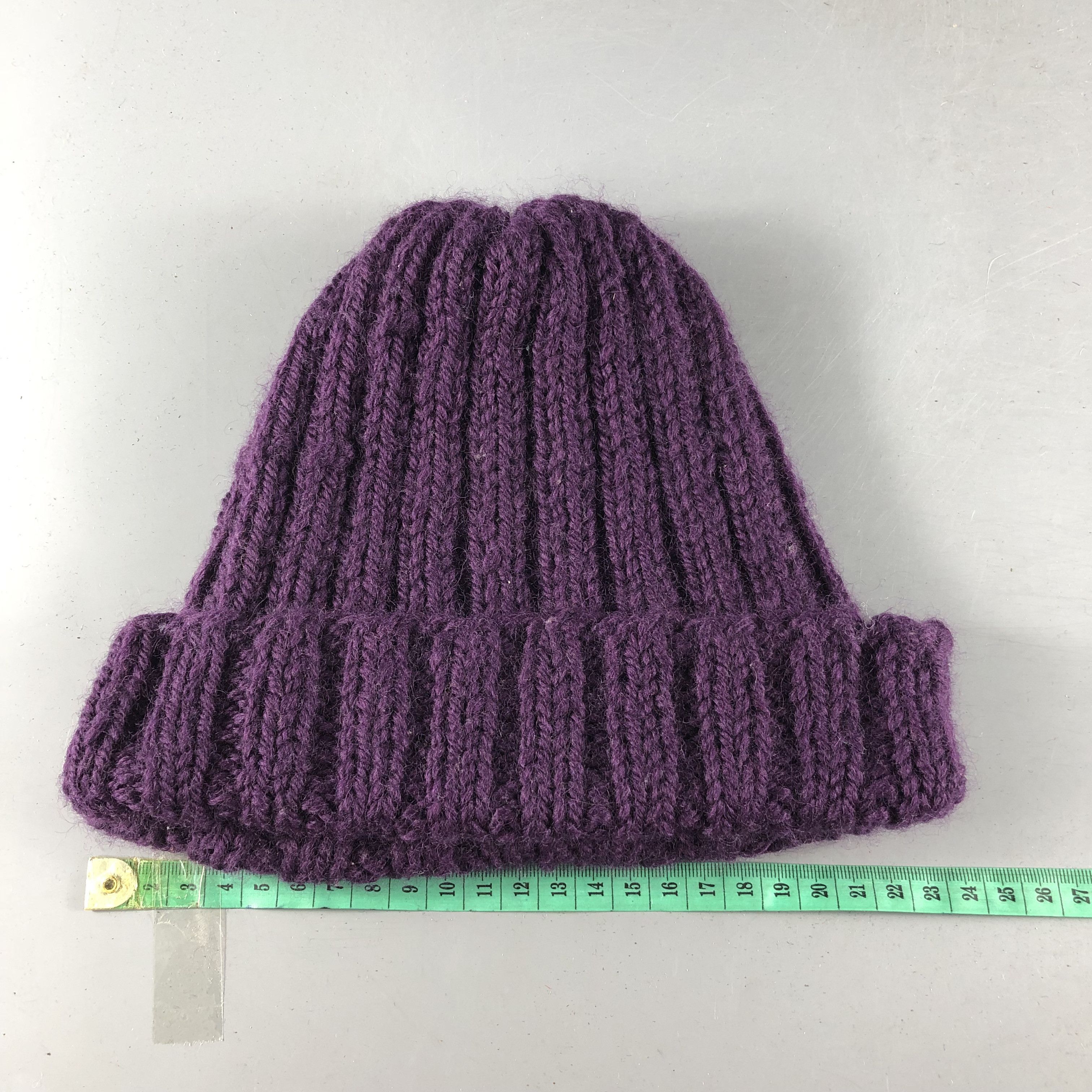 Vintage Purple Ribbed Knit Beanie Snowcap Snow Hat B1066 Size ONE SIZE - 3 Thumbnail