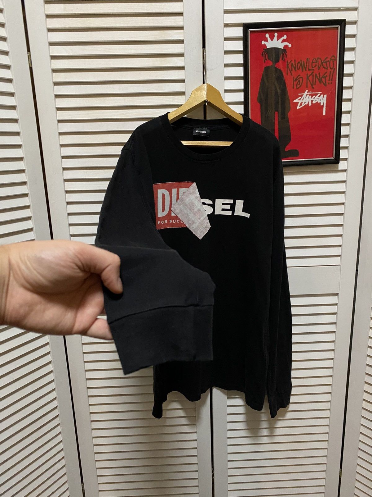 Diesel Long Sleeve Shirt DIESEL Big Logo Print Luxury Casual Size US L / EU 52-54 / 3 - 2 Thumbnail