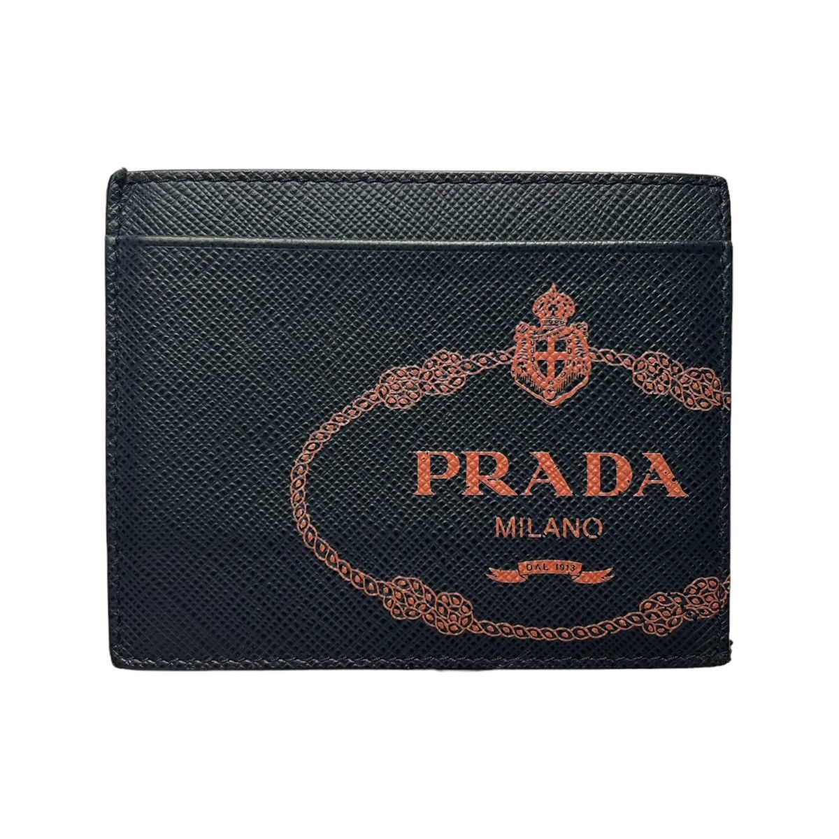 image of Prada Saffiano Logo Card Holder Wallet in Navy, Men's