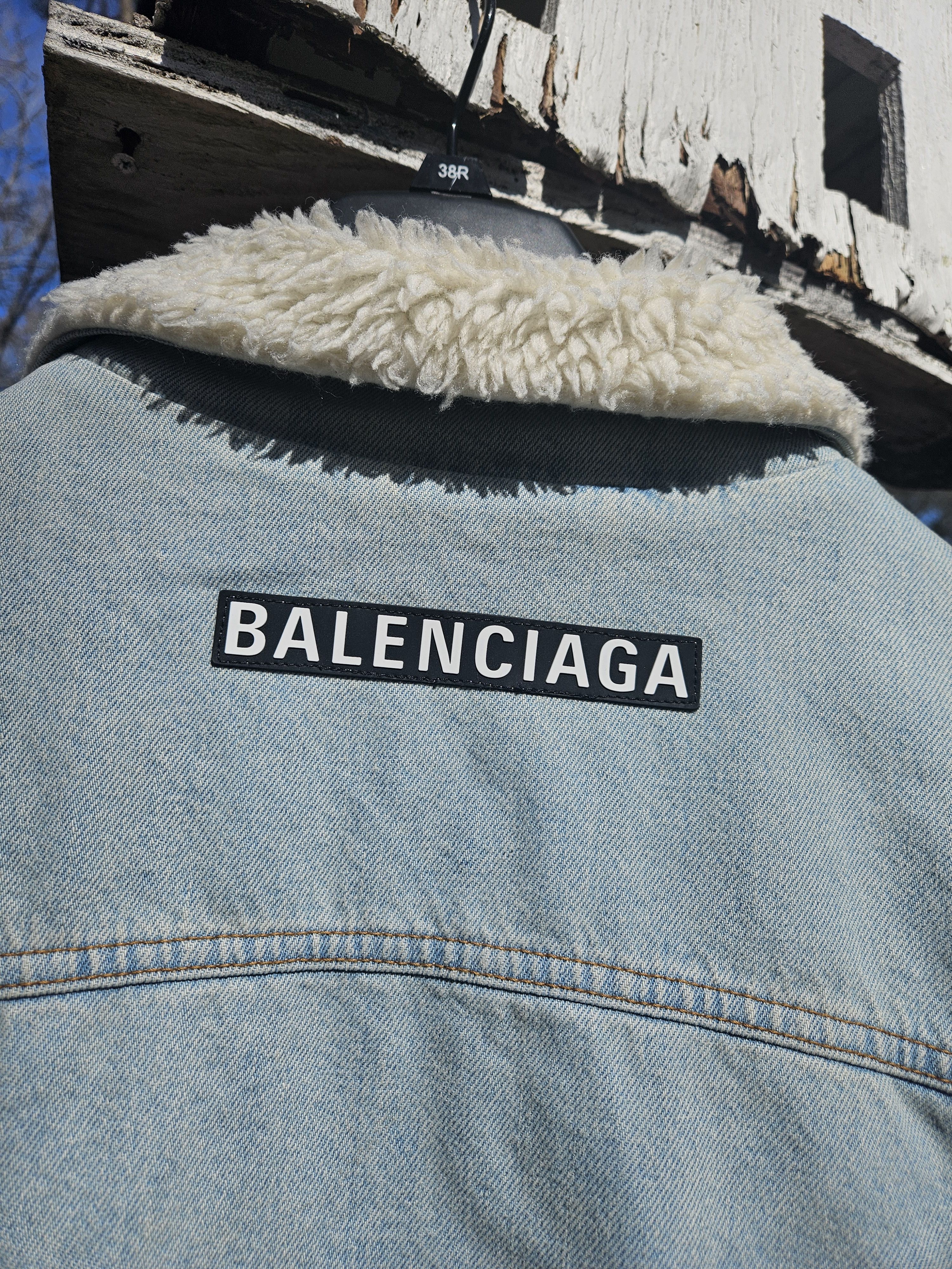 Balenciaga Balenciaga Shearling Sherpa Oversized Denim Jacket Size US XS / EU 42 / 0 - 3 Thumbnail