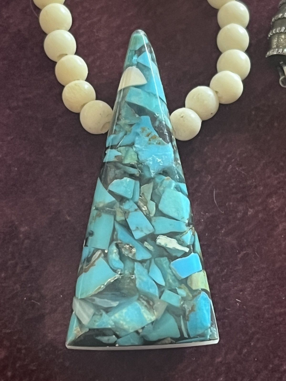 Other Vintage Native American Mosaic Turquoise Triangle Necklace Size ONE SIZE - 2 Thumbnail